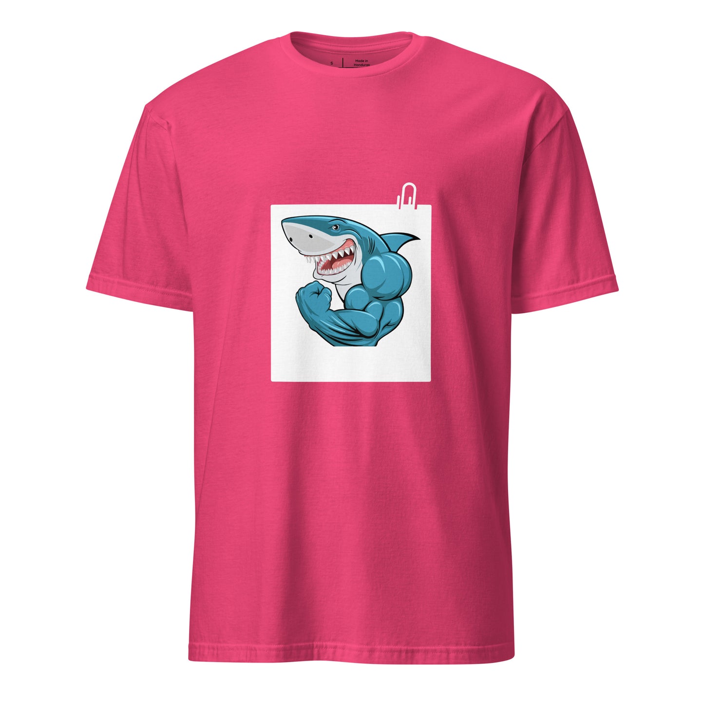Muscle Shark - Flexin Underwater - Short-Sleeve Unisex T-Shirt - Graphic Tee - Heliconia - Front