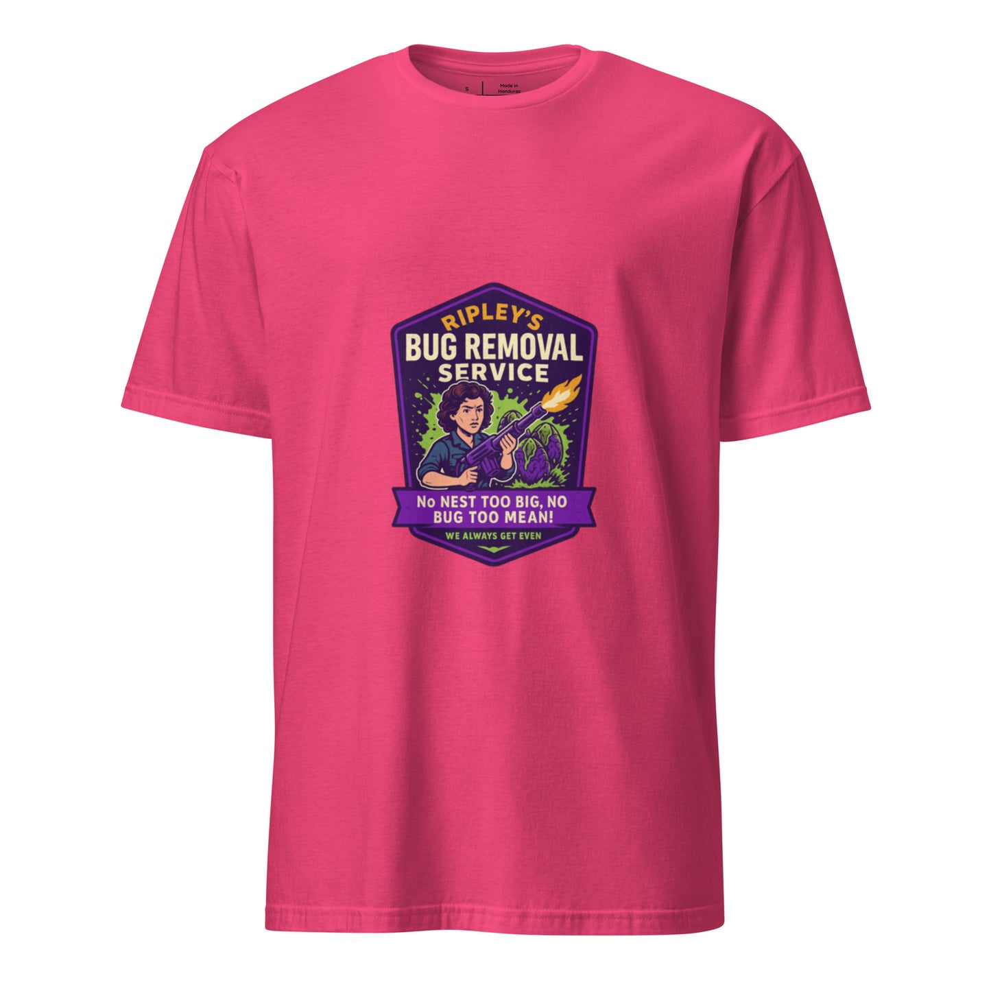 Ripley’s Bug Removal Service – Xenomorph Exterminator - Short-Sleeve Unisex T-Shirt - Graphic Tee - Heliconia - Front