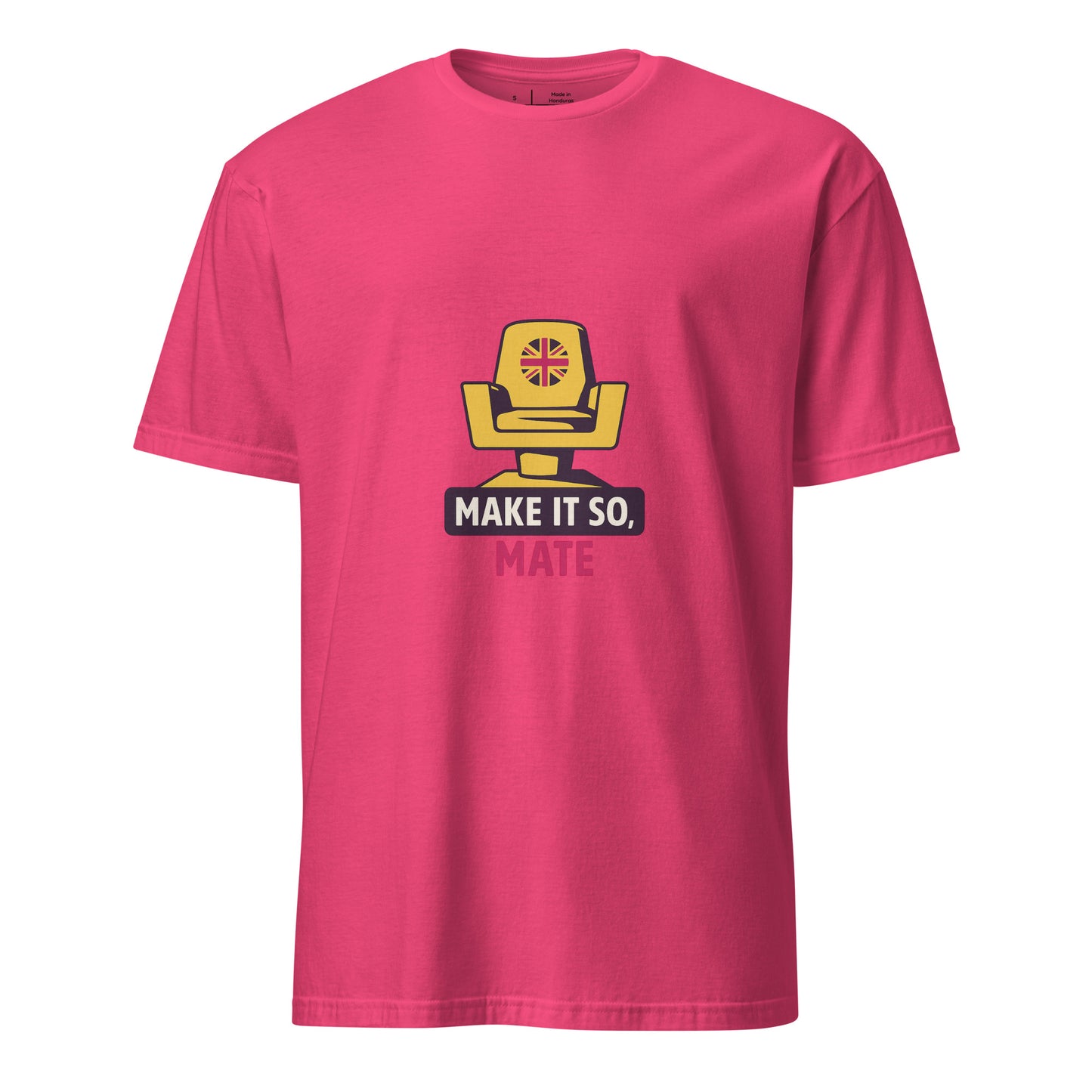Make It So Mate — Star Trek Meets British Banter - Short-Sleeve Unisex T-Shirt - Graphic Tee - Heliconia - Front