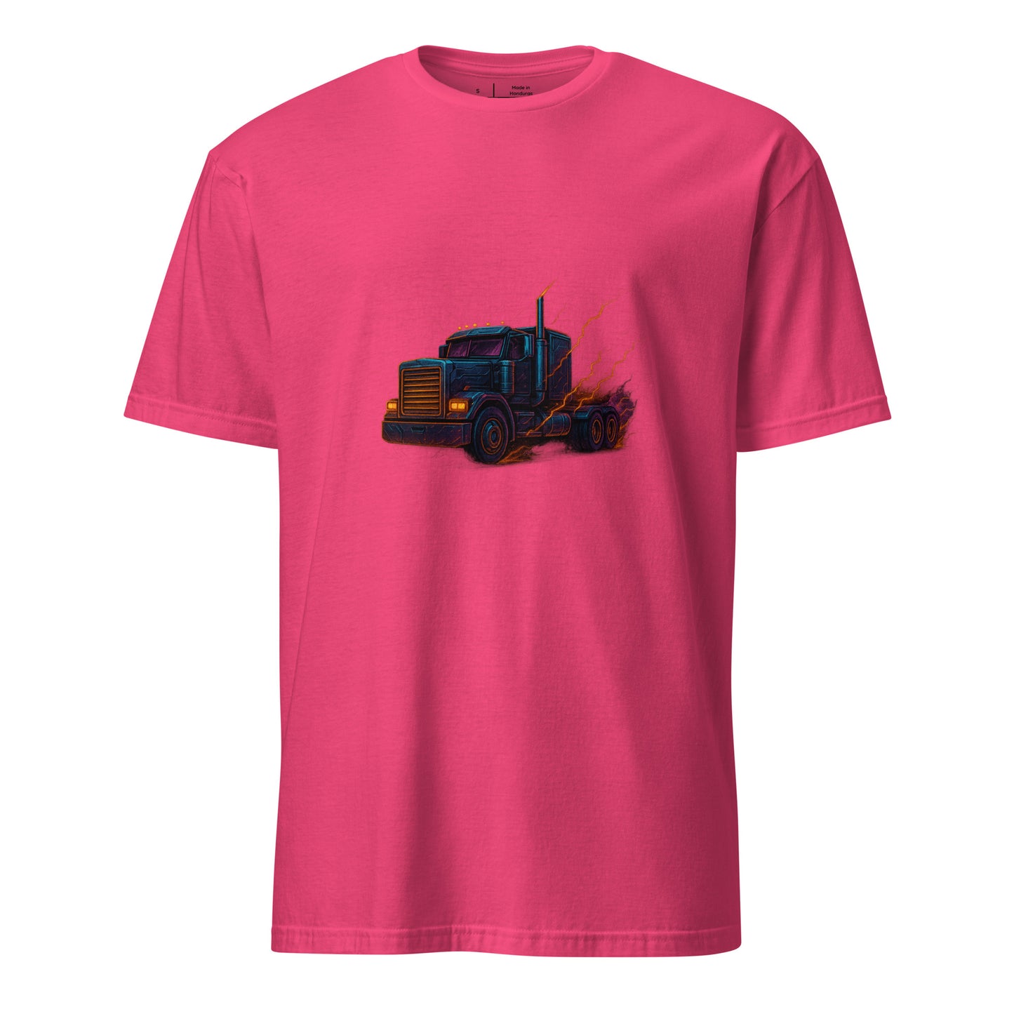 Vapor Turbo Truck – Neon Power - Short-Sleeve Unisex T-Shirt - Graphic Tee - Heliconia - Front