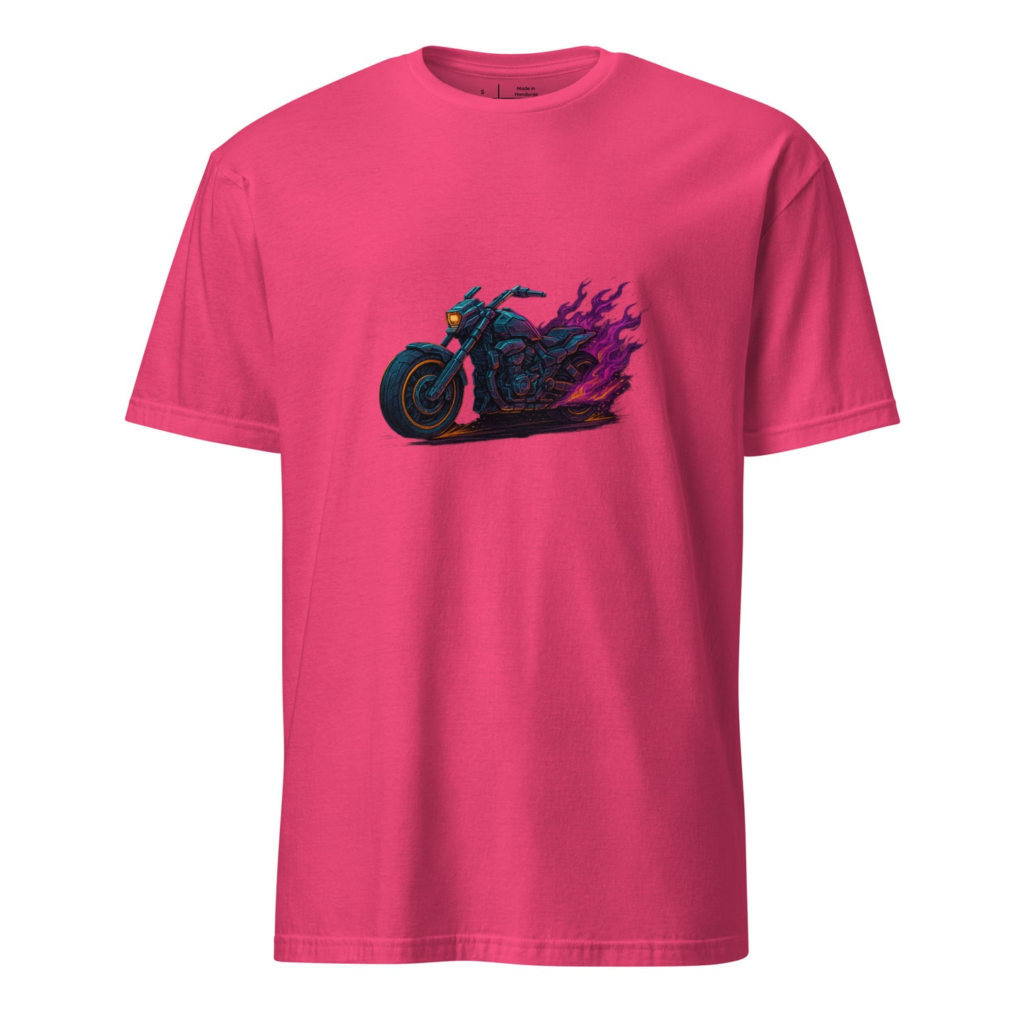 Mecha Chopper – Ride The Machine, Rule The Streets - Short-Sleeve Unisex T-Shirt - Graphic Tee - Heliconia - Front