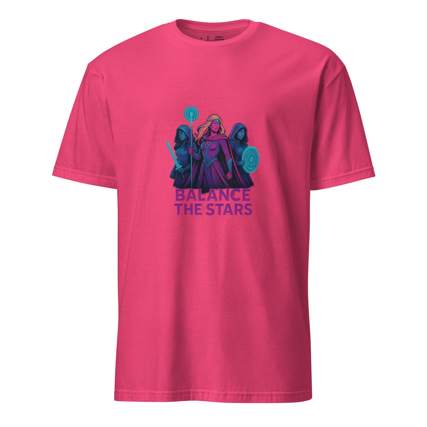 Galaxy Spirit Sisterhood - Neon Pop Warriors - Short-Sleeve Unisex T-Shirt - Graphic Tee - Heliconia - Front