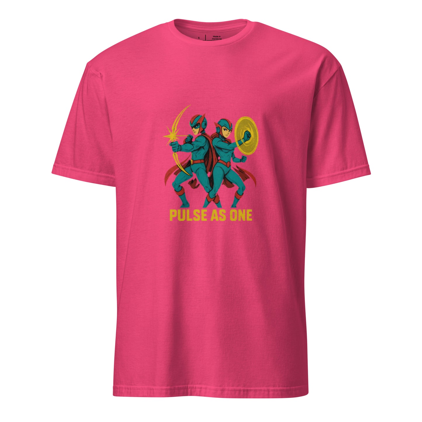 Starpulse Vanguard Twins – “Pulse as One.” - Short-Sleeve Unisex T-Shirt - Graphic Tee - Heliconia - Front