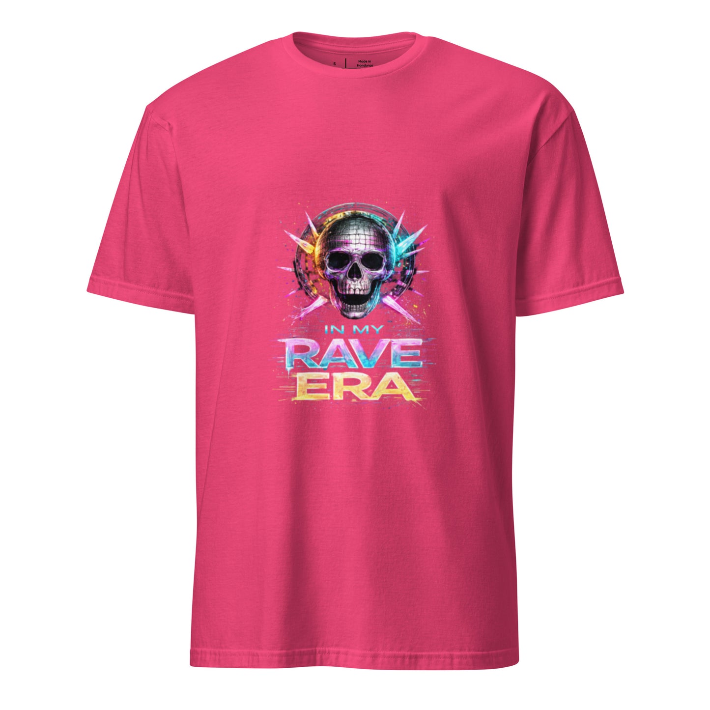 In My Rave Era – Neon Skull Festival - Short-Sleeve Unisex T-Shirt - Graphic Tee - Heliconia - Front