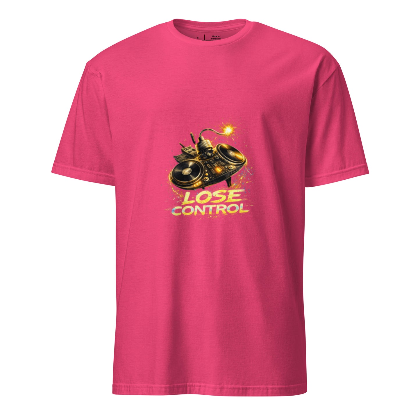 Lose Control – Neon DJ Festival - Short-Sleeve Unisex T-Shirt - Graphic Tee - Heliconia - Front