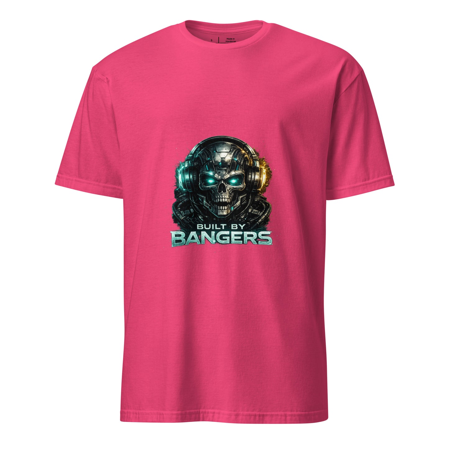 Built By Bangers – Cyber Music - Short-Sleeve Unisex T-Shirt Graphic Tee - Heliconia - Front