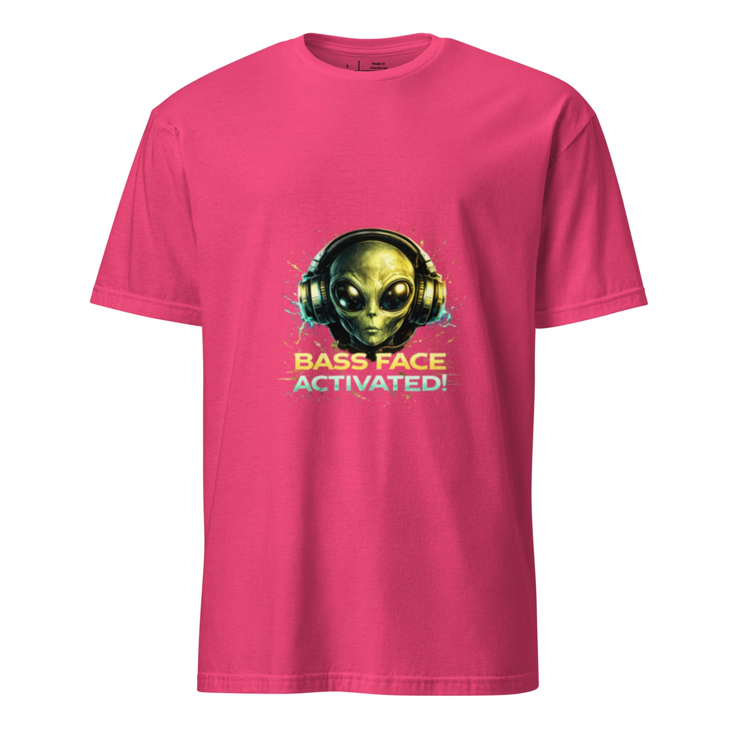 Bass Face Activated – Alien Rave - Short-Sleeve Unisex T-Shirt - Graphic Tee - Heliconia - Front