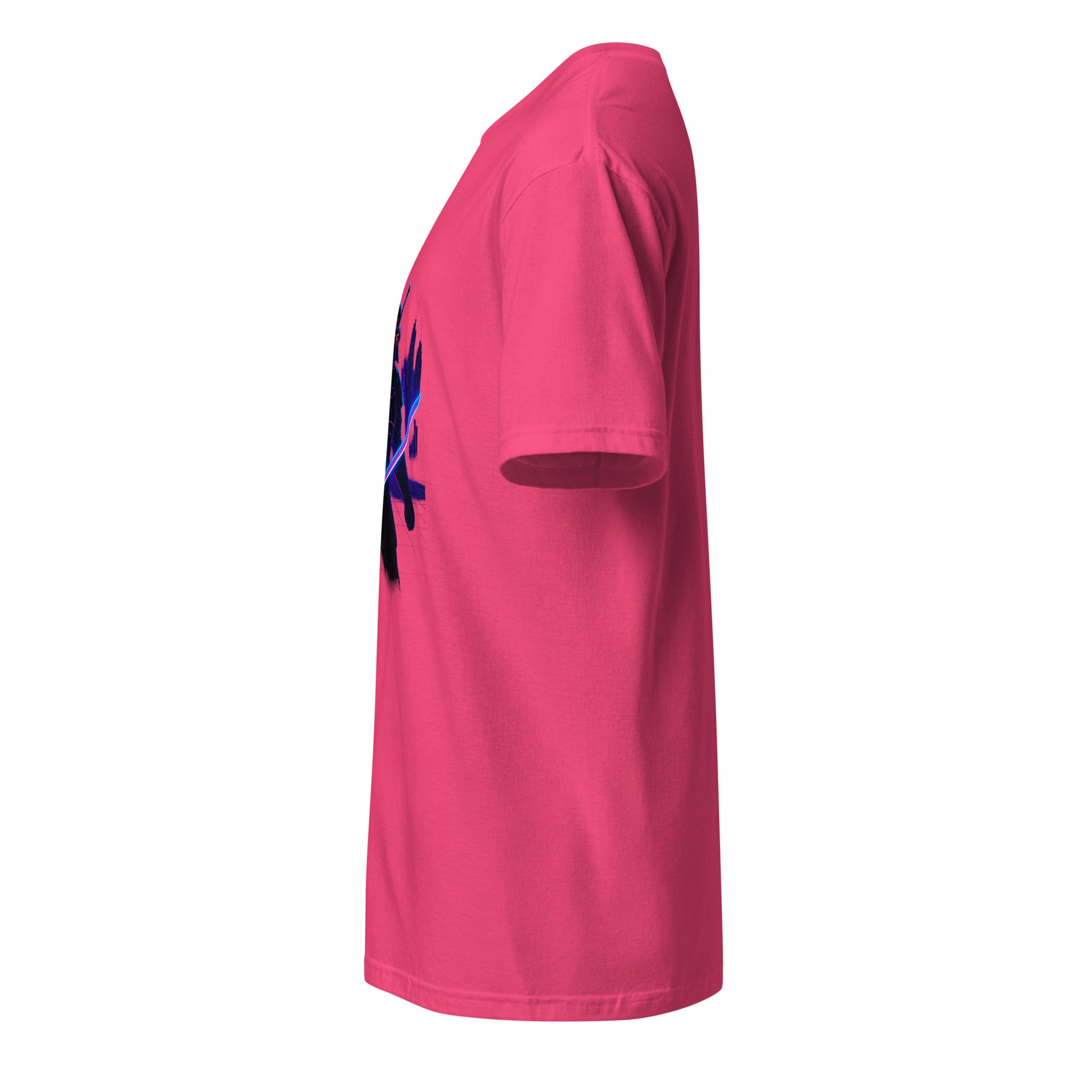Neon Samurai - Cyberpunk Samurai - Short-Sleeve Unisex T-Shirt - Graphic Tee - Heliconia - Left side