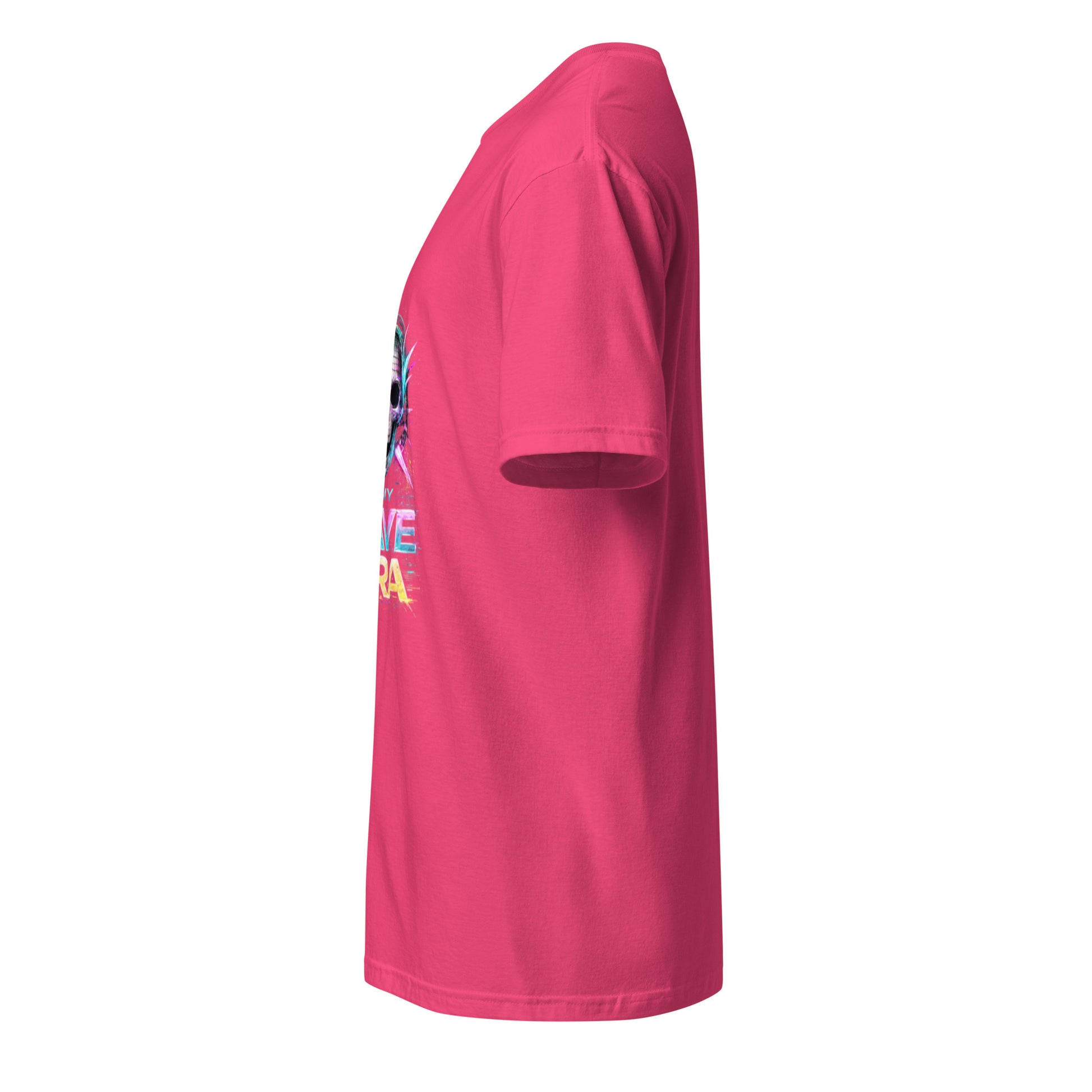 In My Rave Era – Neon Skull Festival - Short-Sleeve Unisex T-Shirt - Graphic Tee - Heliconia - Left side