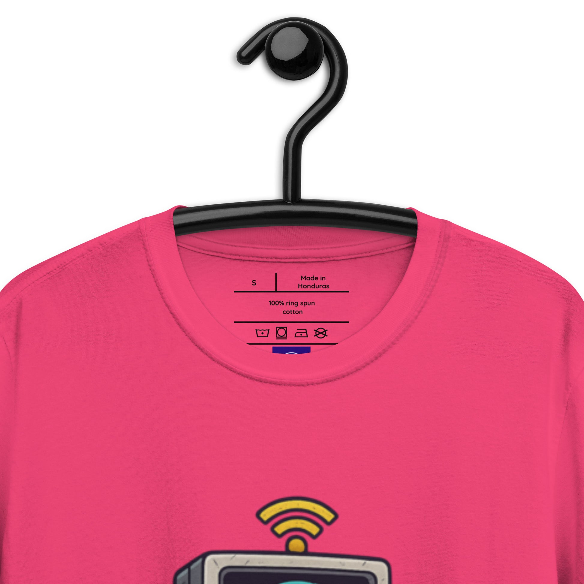 Digital Destroyer - Skeleton Bandwidth Battle - Short-Sleeve Unisex T-Shirt - Graphic Tee - Heliconia - Front Neckline