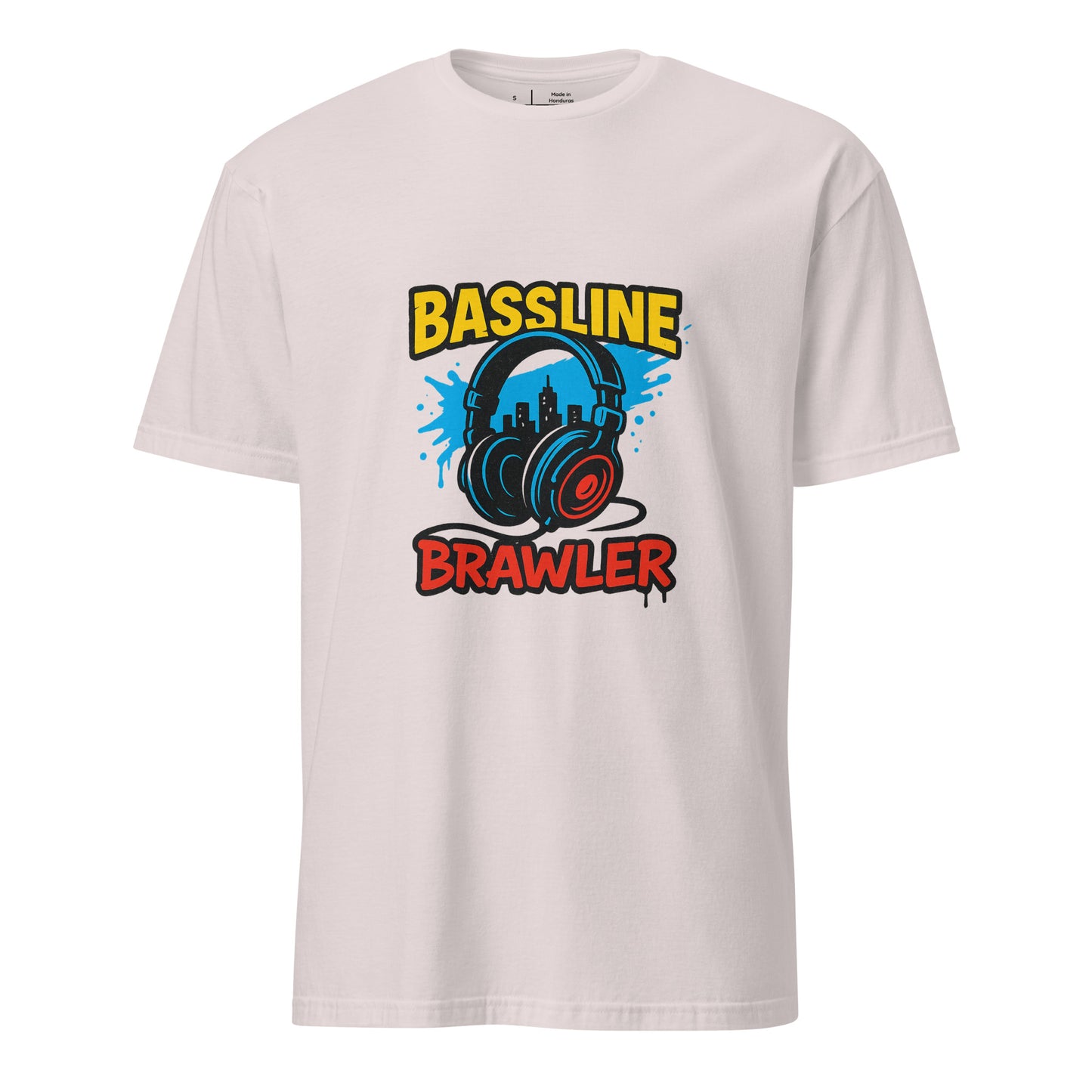 Bassline Brawler - Battle-Ready Beats - Short-Sleeve Unisex T-Shirt - Graphic Tee - Ice Grey - Front