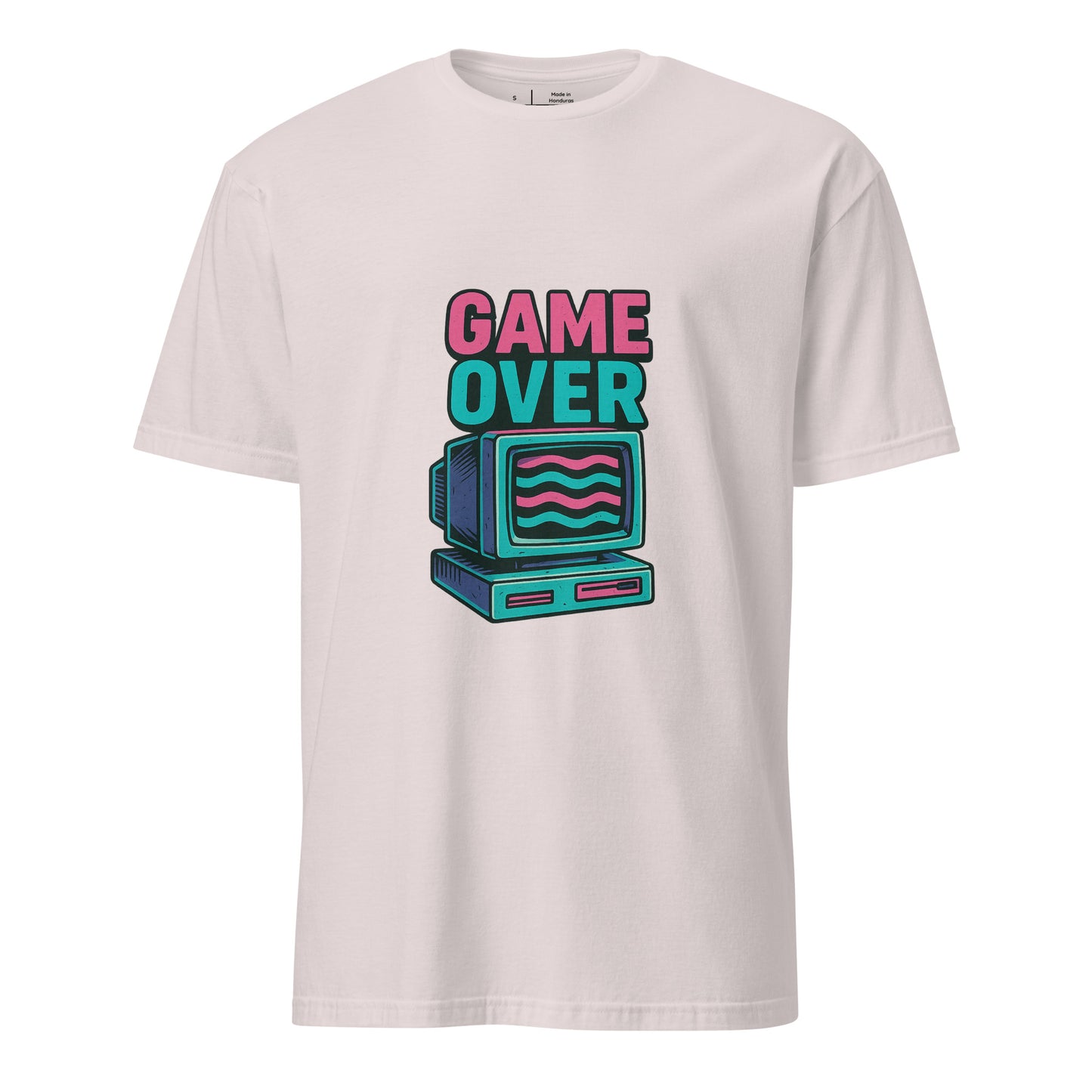 Game Over - Retro Gamer Glitch - Short-Sleeve Unisex T-Shirt - Graphic Tee - Ice Grey - Front