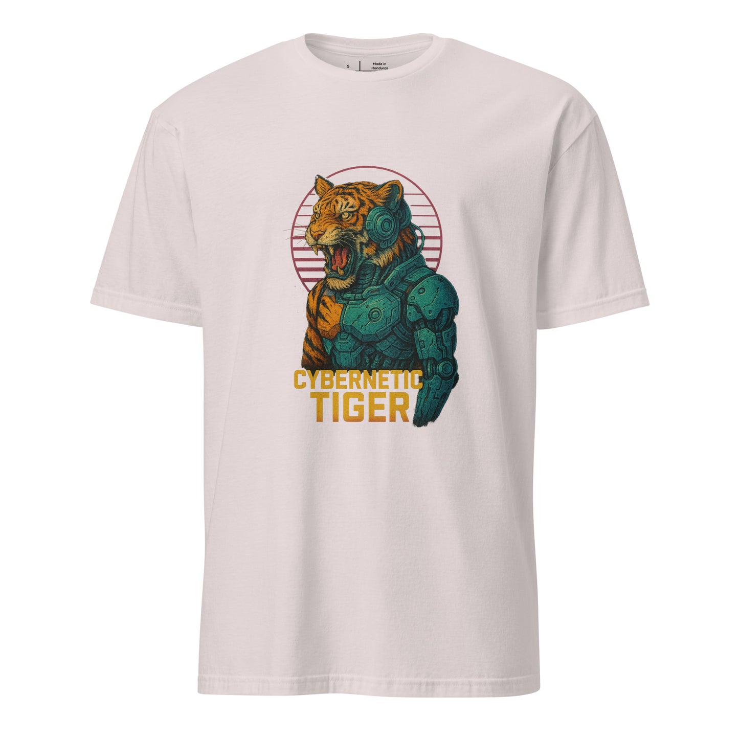 Cybernetic Tiger - Futuristic Ferocity - Short-Sleeve Unisex T-Shirt - Graphic Tee - Ice Grey - Front