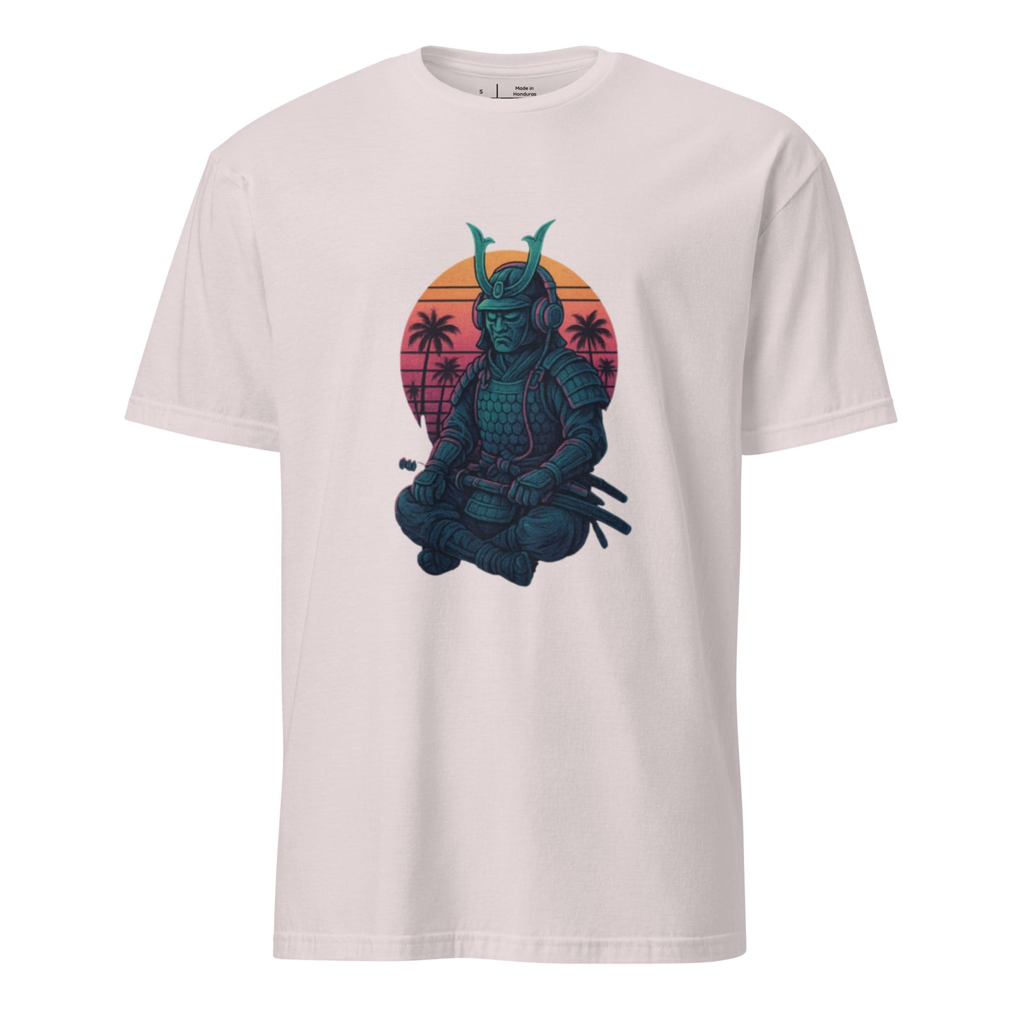 Headphone Samurai - Balance Meets Beats - Short-Sleeve Unisex T-Shirt - Graphic Tee - Ice Grey - Front