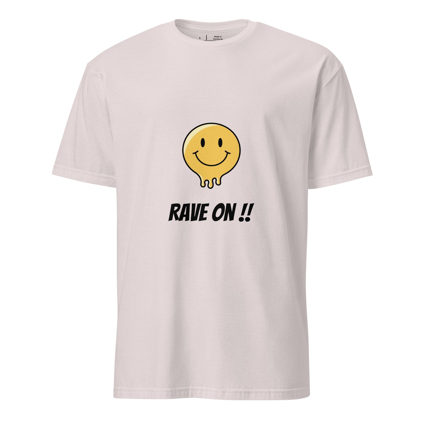 Rave On - Smiley Icon - Short-Sleeve Unisex T-Shirt - Graphic Tee - Ice Grey - Front