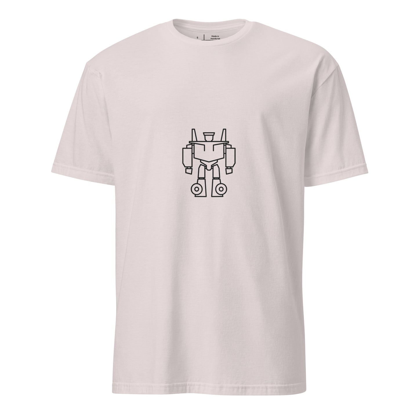 Mech Minimalist 2 - Black Line-Art Robot Design - Short-Sleeve Unisex T-Shirt - Graphic Tee - Ice Grey - Front