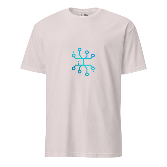 “Neural Bloom” – Circuit Flower - Short-Sleeve Unisex T-Shirt - Graphic Tee - Ice Grey - Front