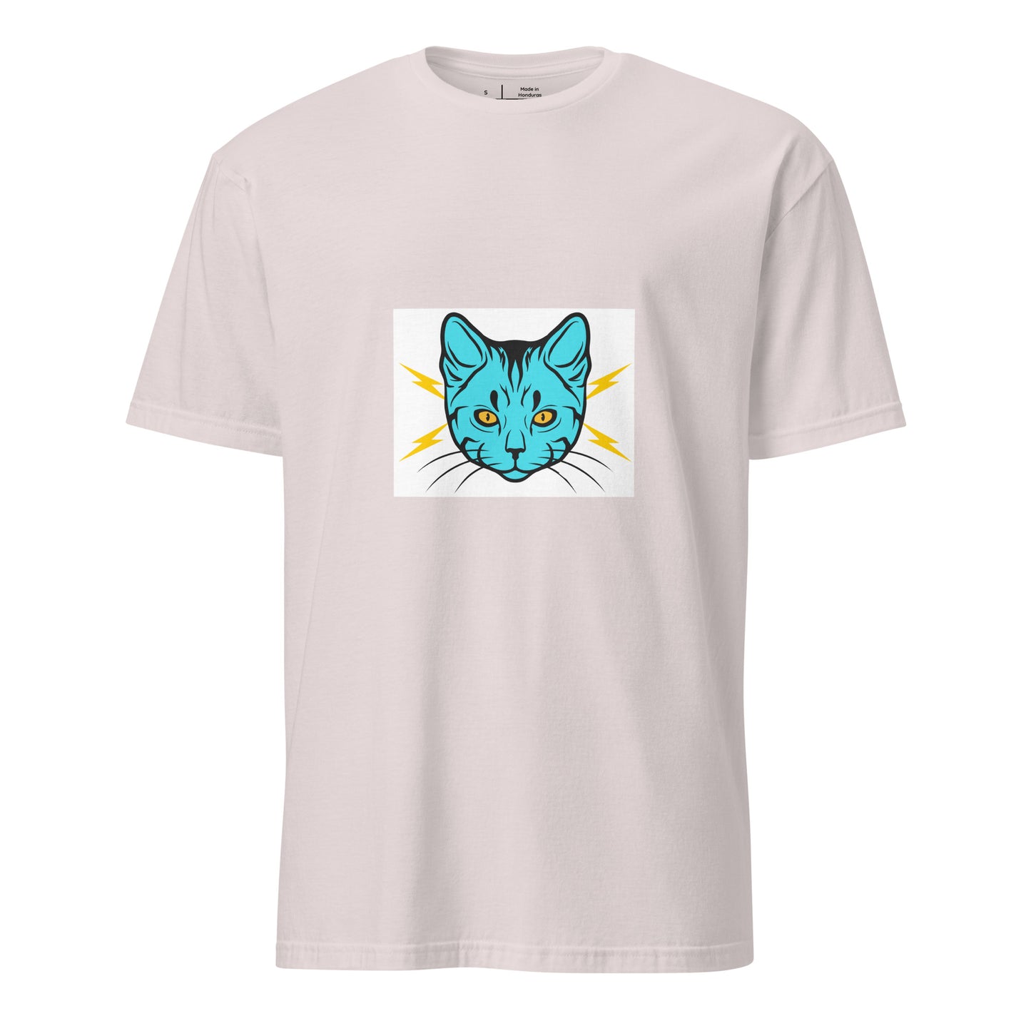 Electro Cat - Urban Cartoon Feline - Short-Sleeve Unisex T-Shirt - Graphic Tee - Ice Grey - Front