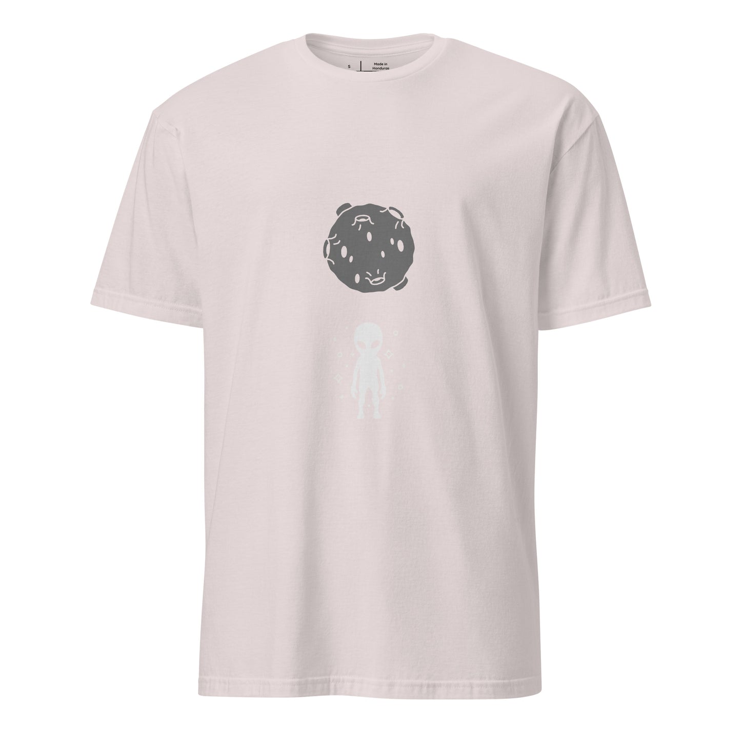 “Moonman” Minimalist Alien Graphic Tee - Short-Sleeve Unisex T-Shirt - Graphic Tee - Ice Grey - Front