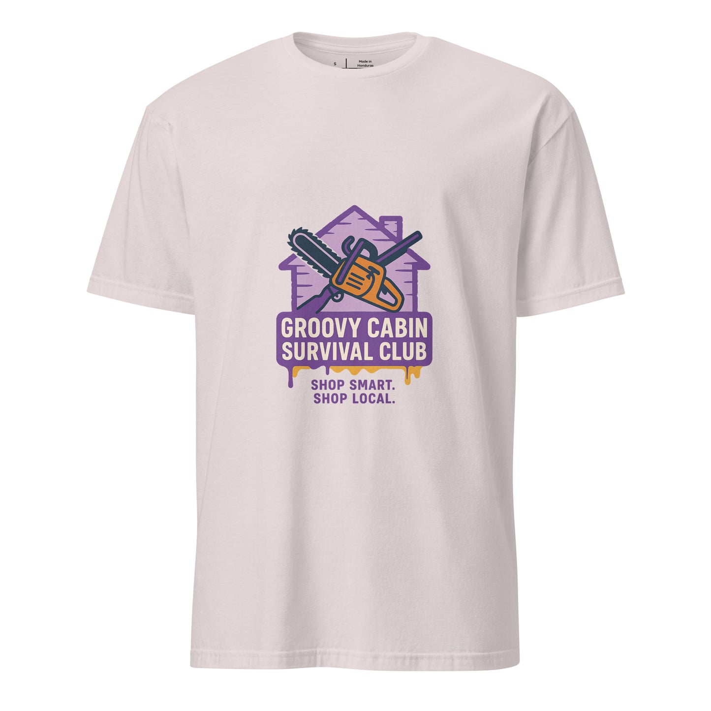 Groovy Cabin- Retro Horror Vibes - Short-Sleeve Unisex T-Shirt - Graphic Tee - Ice Grey - Front