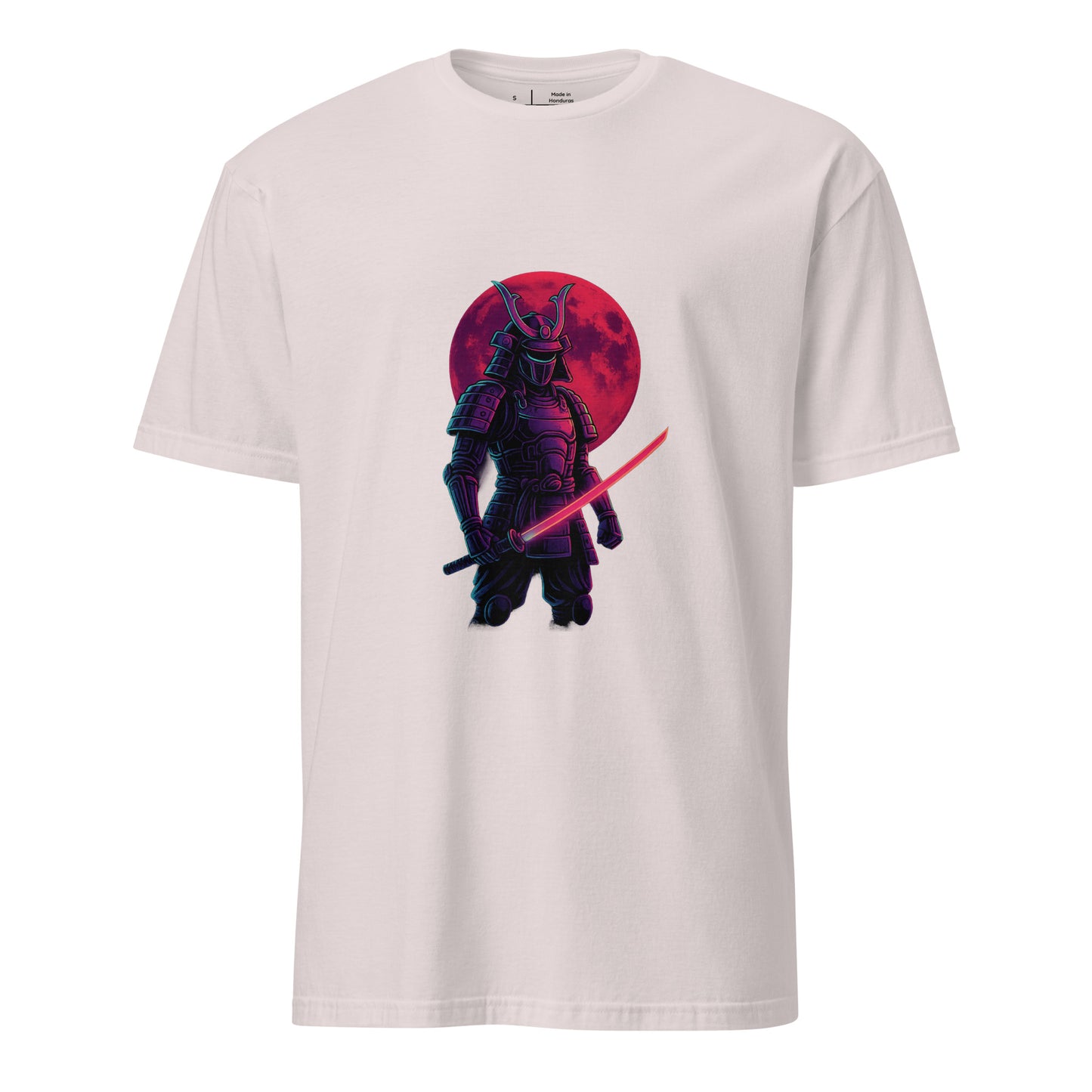 Moonlit Neon Samurai - Urban Warrior - Short-Sleeve Unisex T-Shirt - Graphic Tee - Ice Grey - Front
