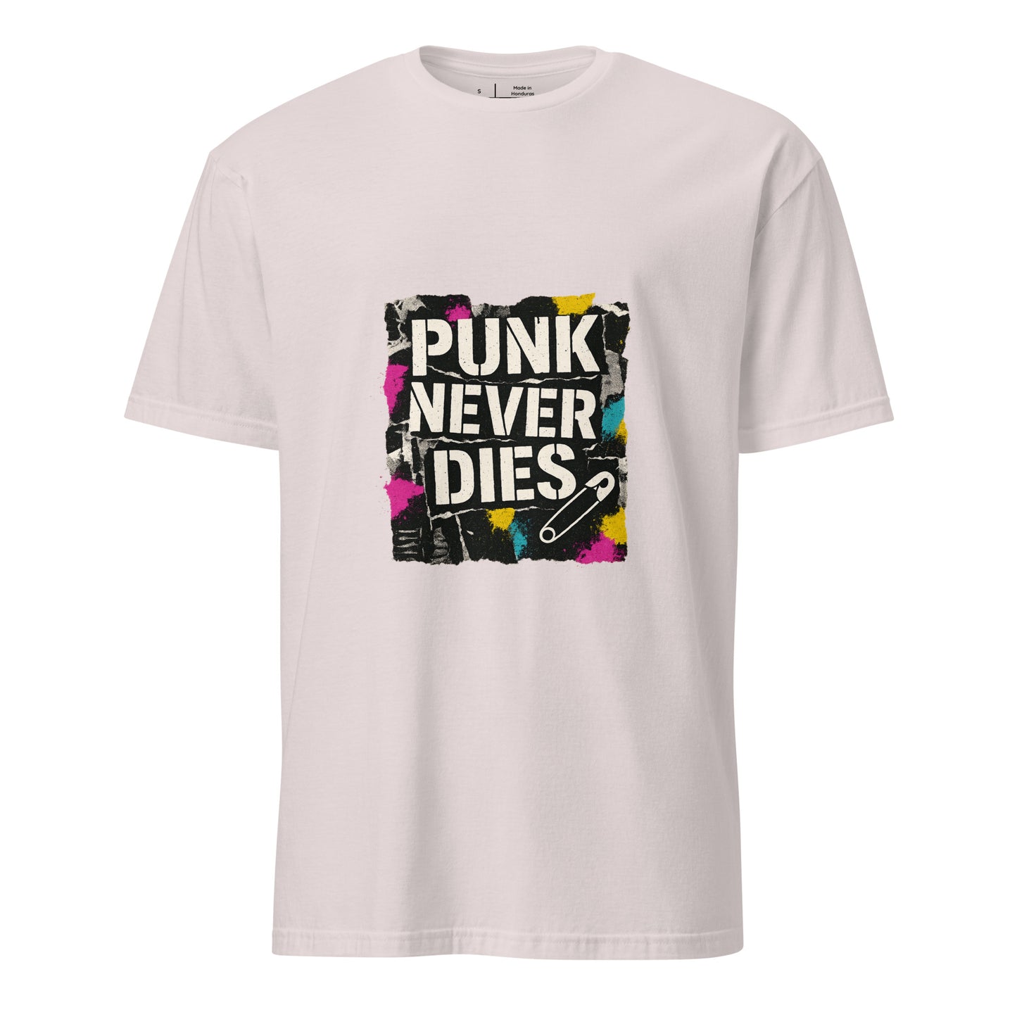 Punk Never Dies – Retro Punk Rock - Short-Sleeve Unisex T-Shirt - Graphic Tee - Ice Grey - Front