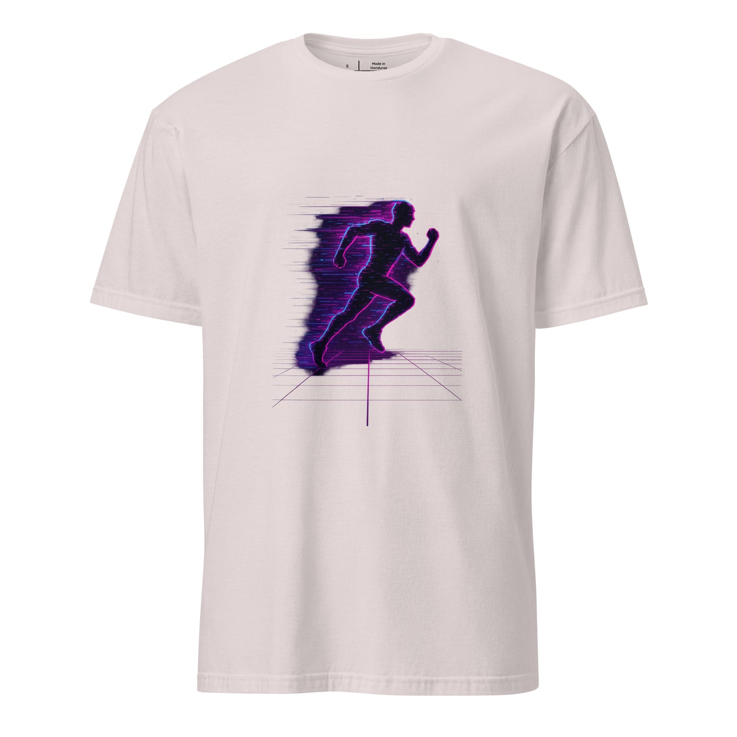 Glitch Runner - Neon Urban - Short-Sleeve Unisex T-Shirt - Graphic Tee - Ice Grey - Front
