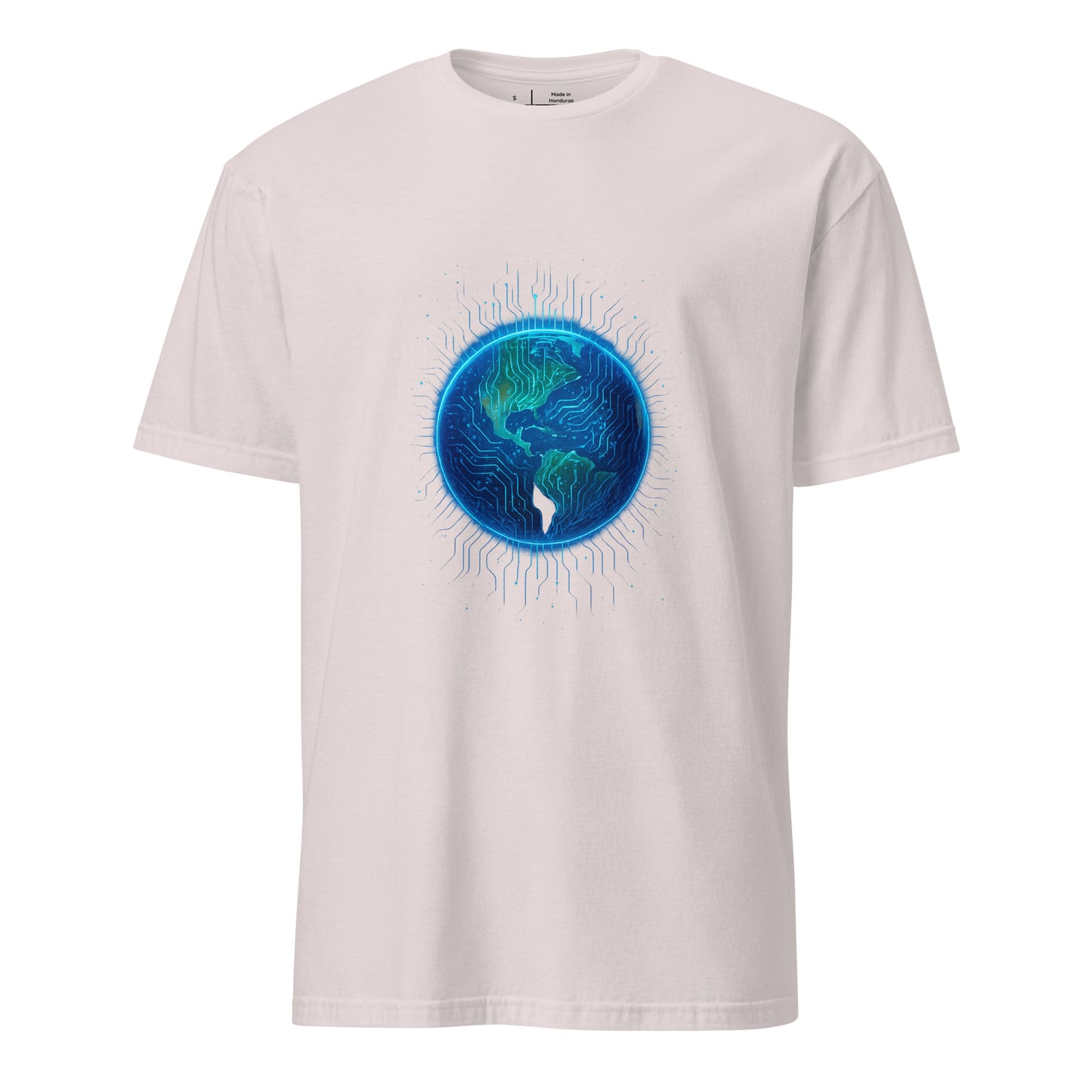 Cosmic Circuitry - Futuristic Cyberpunk - Short-Sleeve Unisex T-Shirt - Graphic Tee - Ice Grey - Front