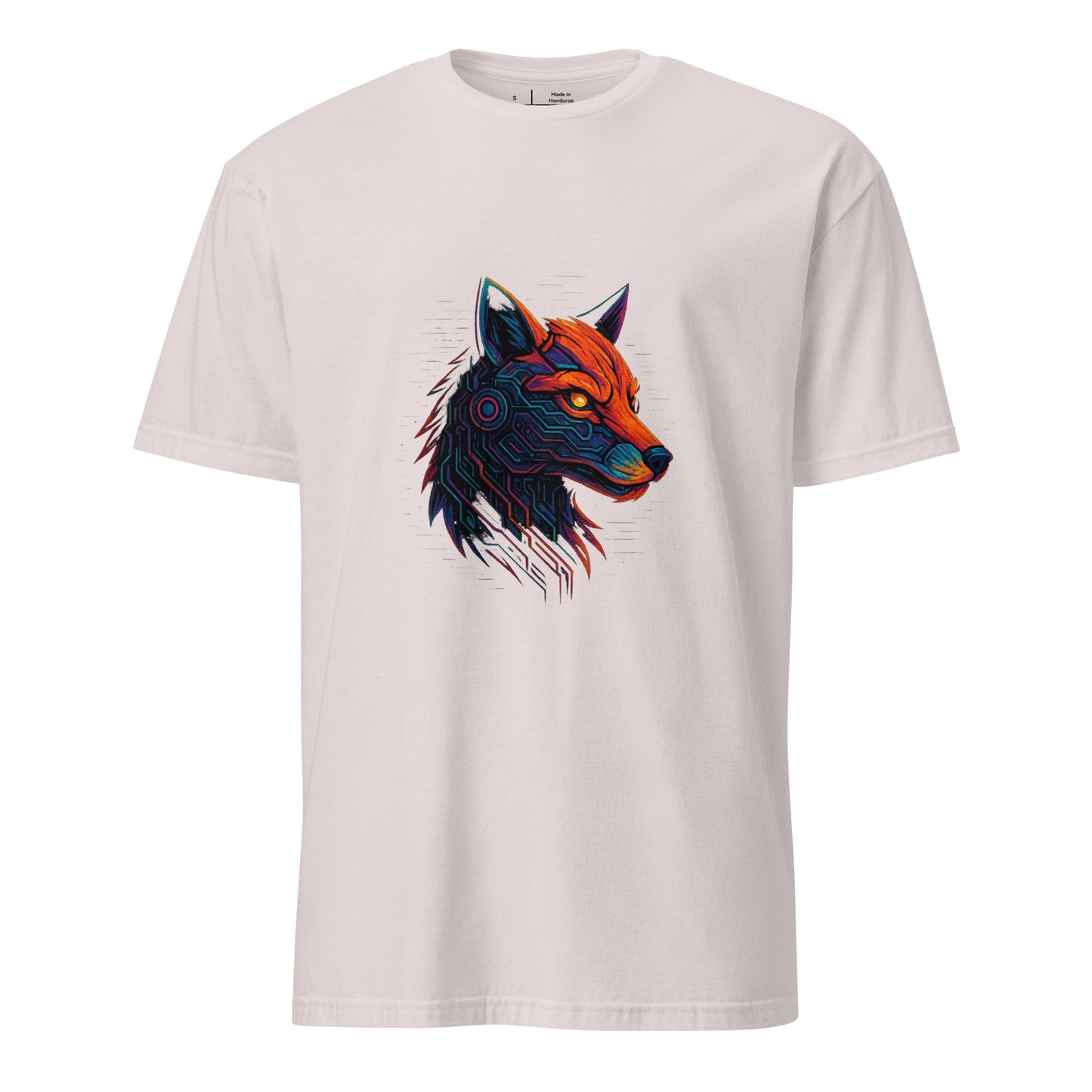  Cyber Fox – Neon Trickster - Short-Sleeve Unisex T-Shirt - Graphic Tee - Ice Grey - Front