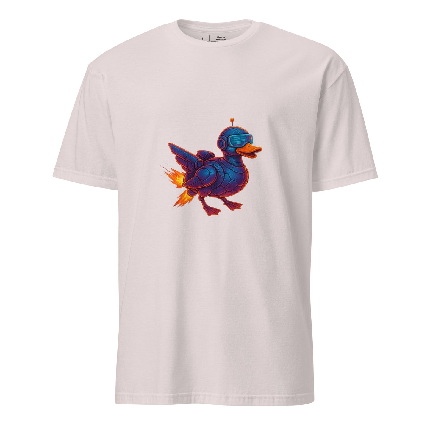 Cyber Duck – Quirky Futuristic Streetwear - Short-Sleeve Unisex T-Shirt - Graphic Tee - Ice Grey - Front