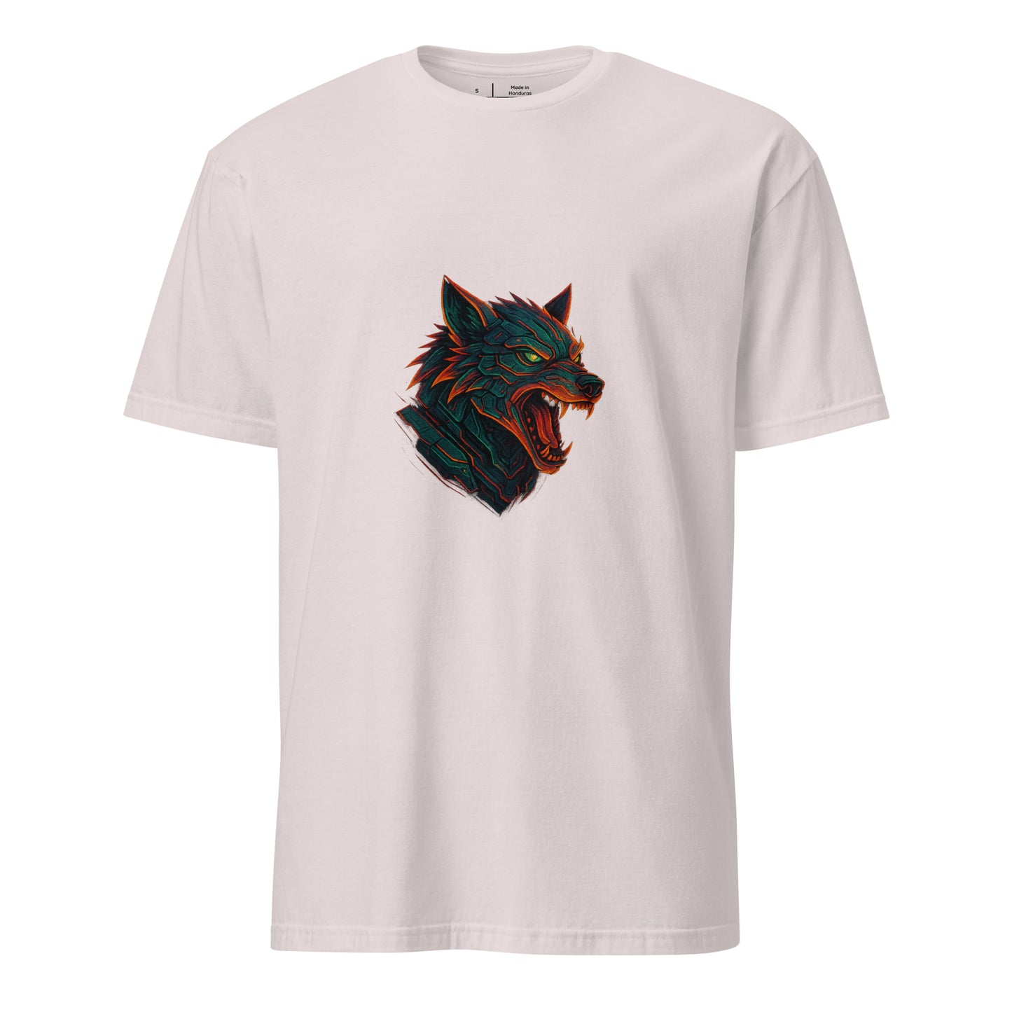 The Wolf Overdrive – Cyber Wolf Unleashed - Short-Sleeve Unisex T-Shirt - Graphic Tee - Ice Grey - Front