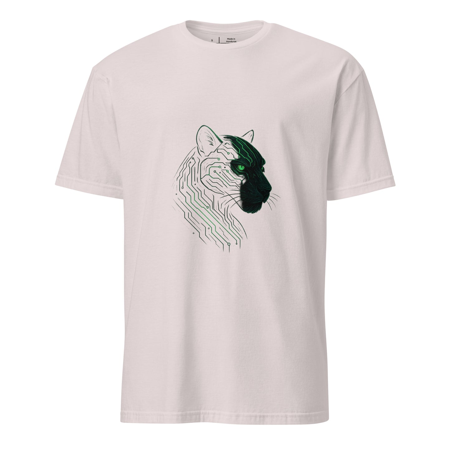 The Circuit Panther – Shadow & Circuitry - Short-Sleeve Unisex T-Shirt - Graphic Tee - Ice Grey - Front 