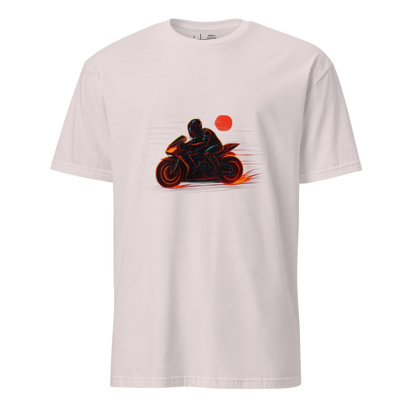 Neon Rider – Blaze Through the Digital Highway - Short-Sleeve Unisex T-Shirt - Graphic Tee - Ice Grey - Front