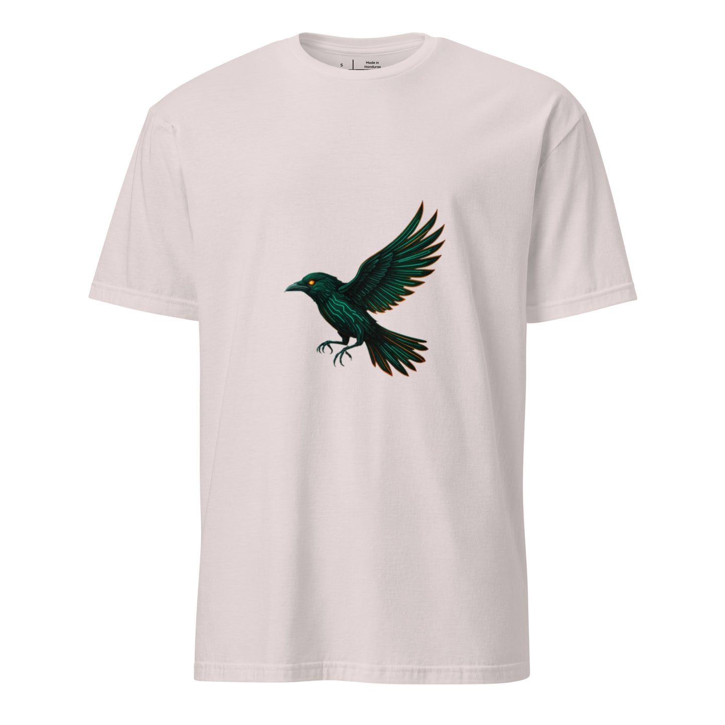Cyberpunk Raven – Neon Flight - Short-Sleeve Unisex T-Shirt - Graphic Tee - Ice Grey - Front