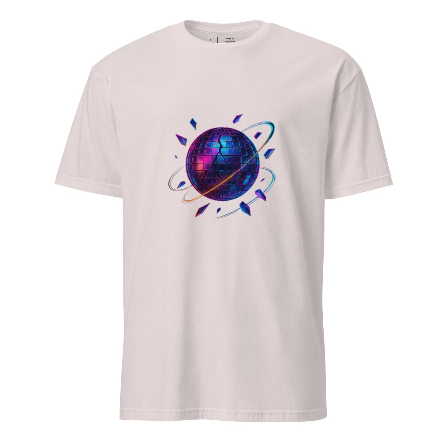 Cyber Disco Ball – Neon Party Revolution - Short-Sleeve Unisex T-Shirt - Graphic Tee - Ice Grey - Front 