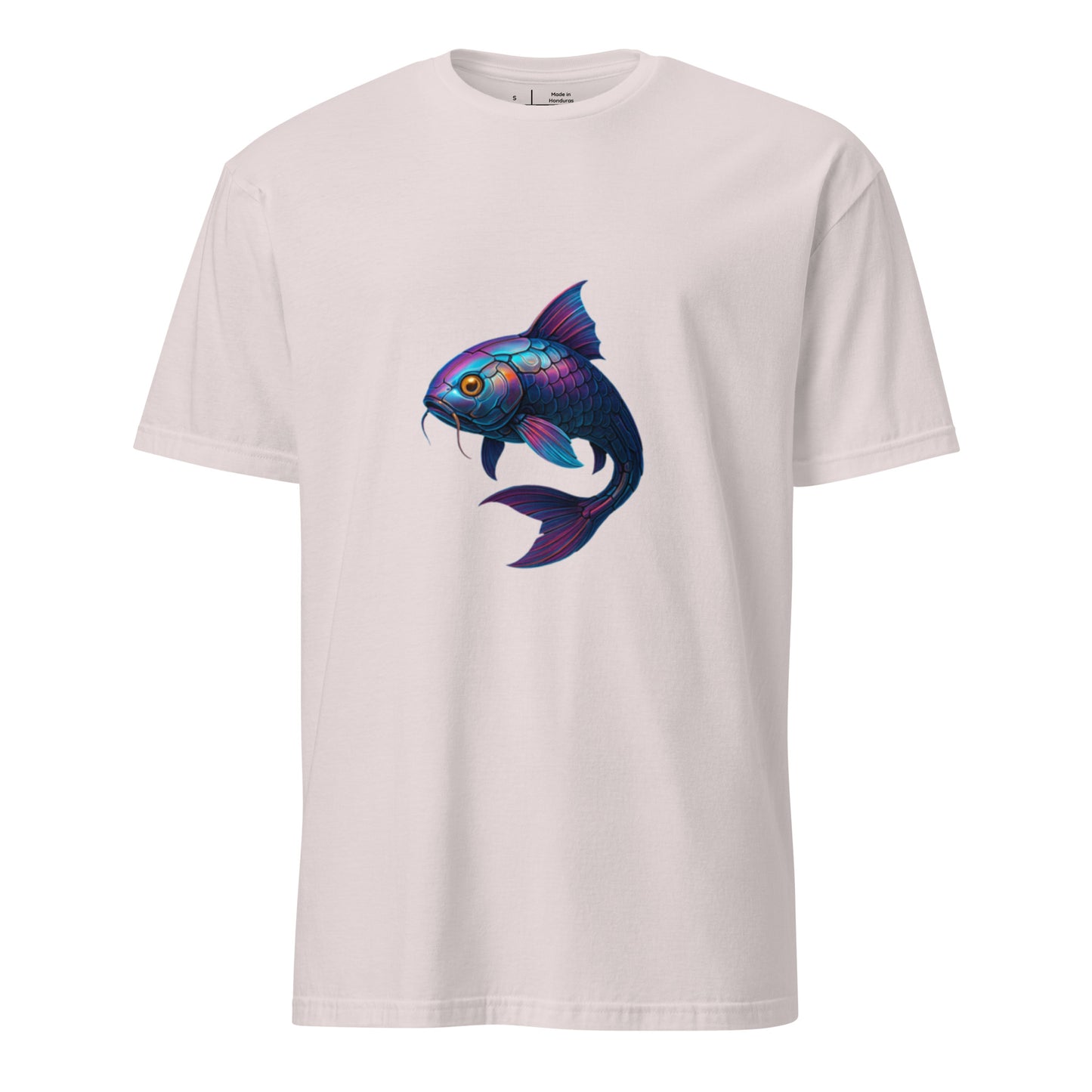 Cyber Koi – Neon Serenity - Short-Sleeve Unisex T-Shirt - Graphic Tee - Ice Grey - Front