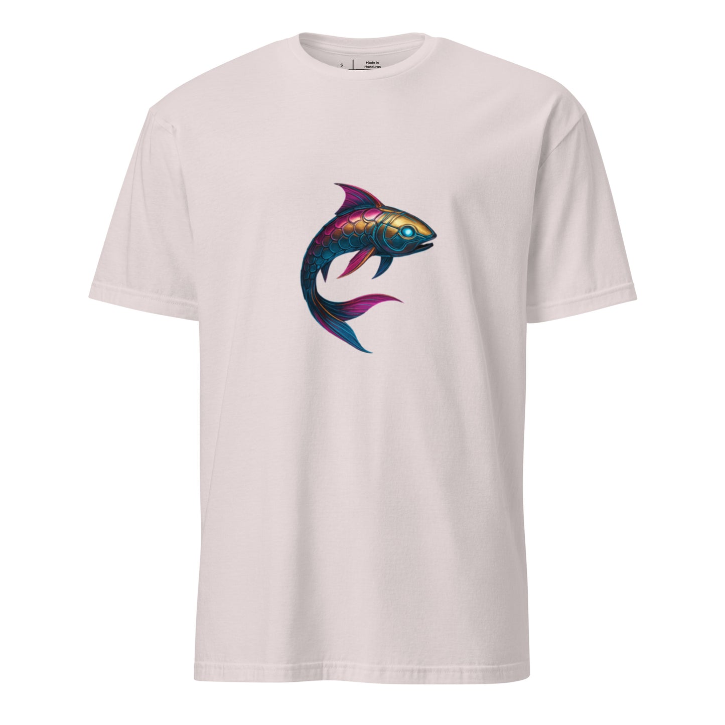 Cyber Koi – Serenity Meets Circuitry - Short-Sleeve Unisex T-Shirt - Graphic Tee - Ice Grey - Front