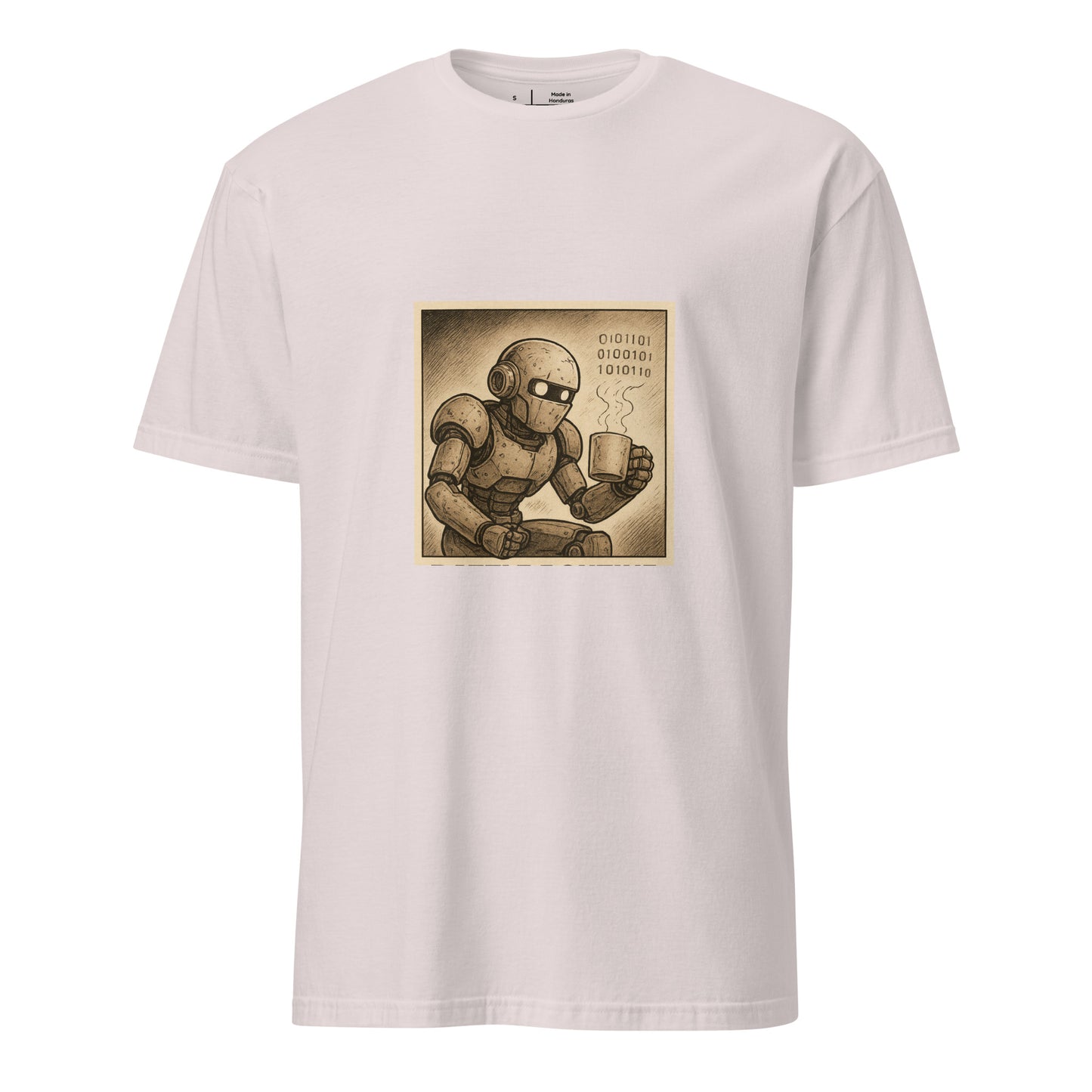 Rust Never Sleeps – Maintenance Bot - Short-Sleeve Unisex T-Shirt - Graphic Tee - Ice Grey - Front