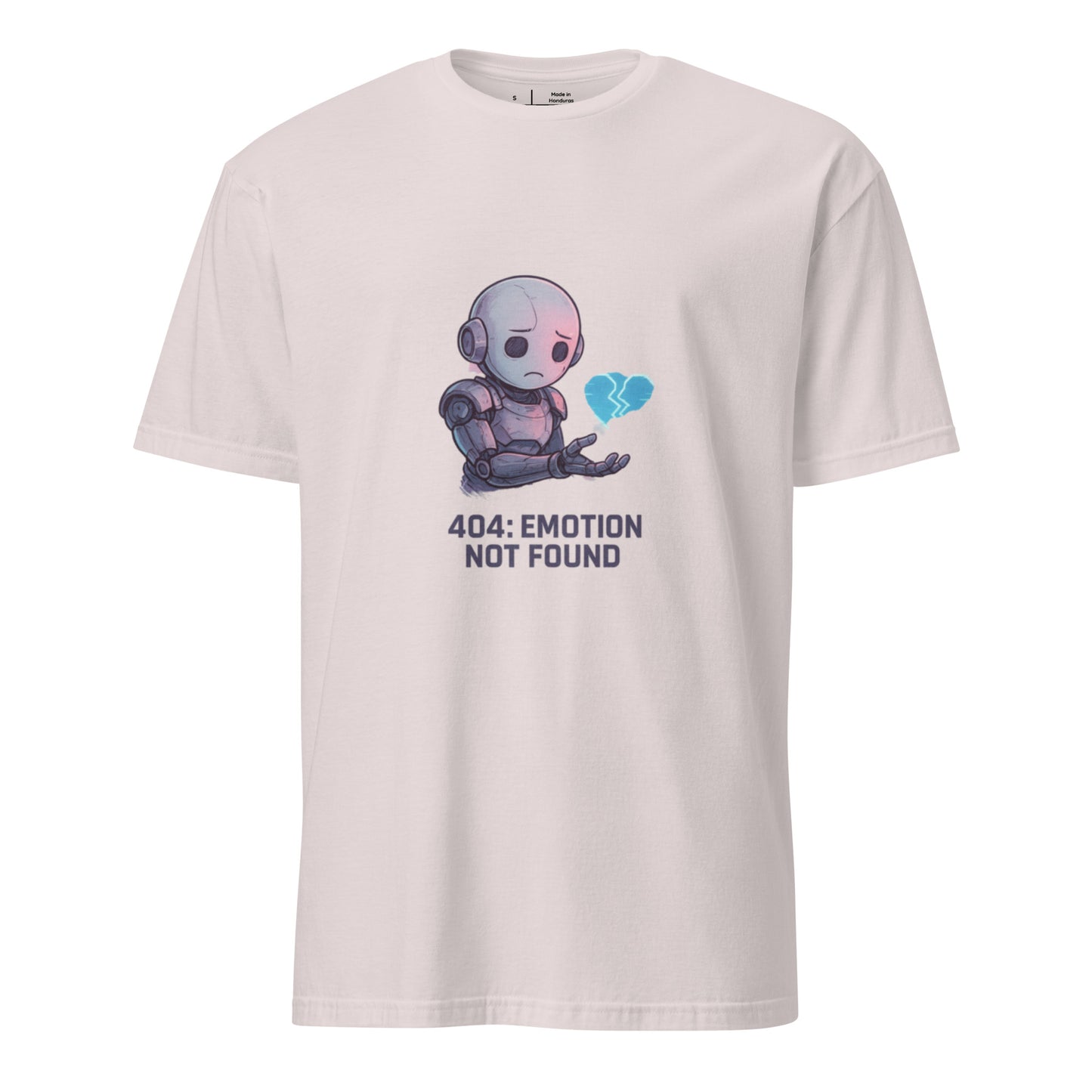 404: Emotion Not Found – Glitch Heart Robot  - Short-Sleeve Unisex T-Shirt - Graphic Tee - Ice Grey - Front