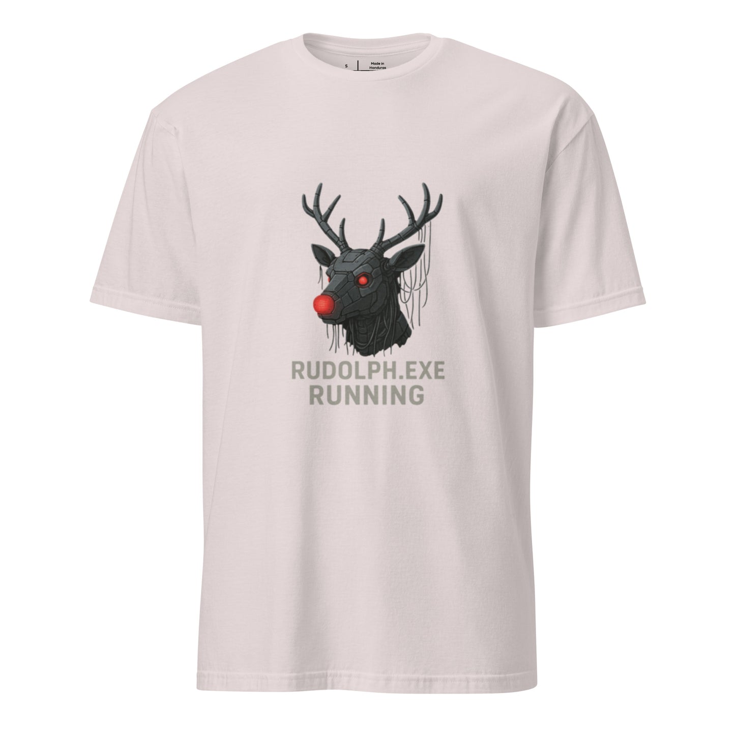 Rudolph.exe - Robotic Reindeer - Short-Sleeve Unisex T-Shirt - Graphic Tee - Ice Grey - Front