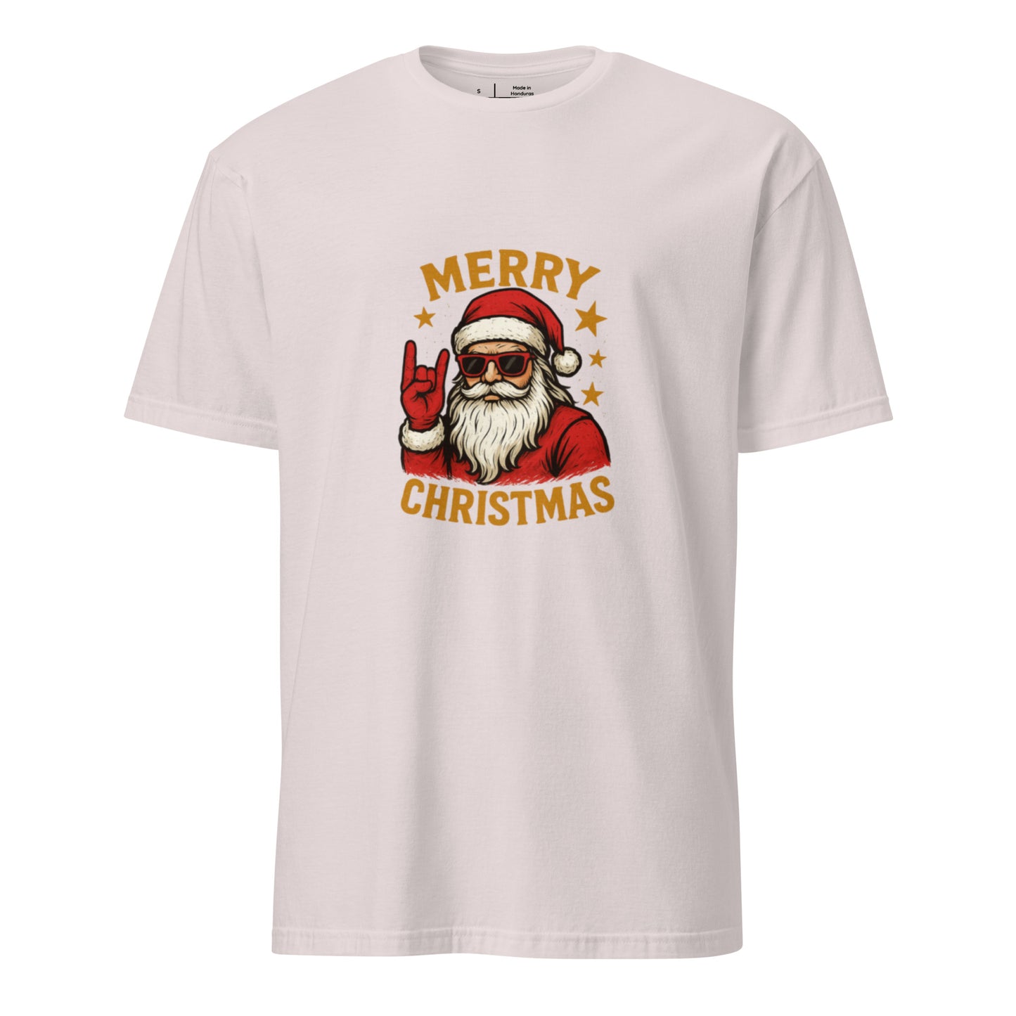 Merry Christmas - Rockstar Santa - Short-Sleeve Unisex T-Shirt Graphic Tee - Ice Grey - Front