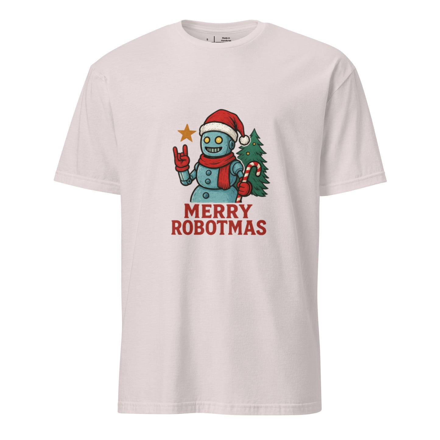 Merry Robotness - Cyber Snowman - Short-Sleeve Unisex T-Shirt - Graphic Tee - Ice Grey - Front