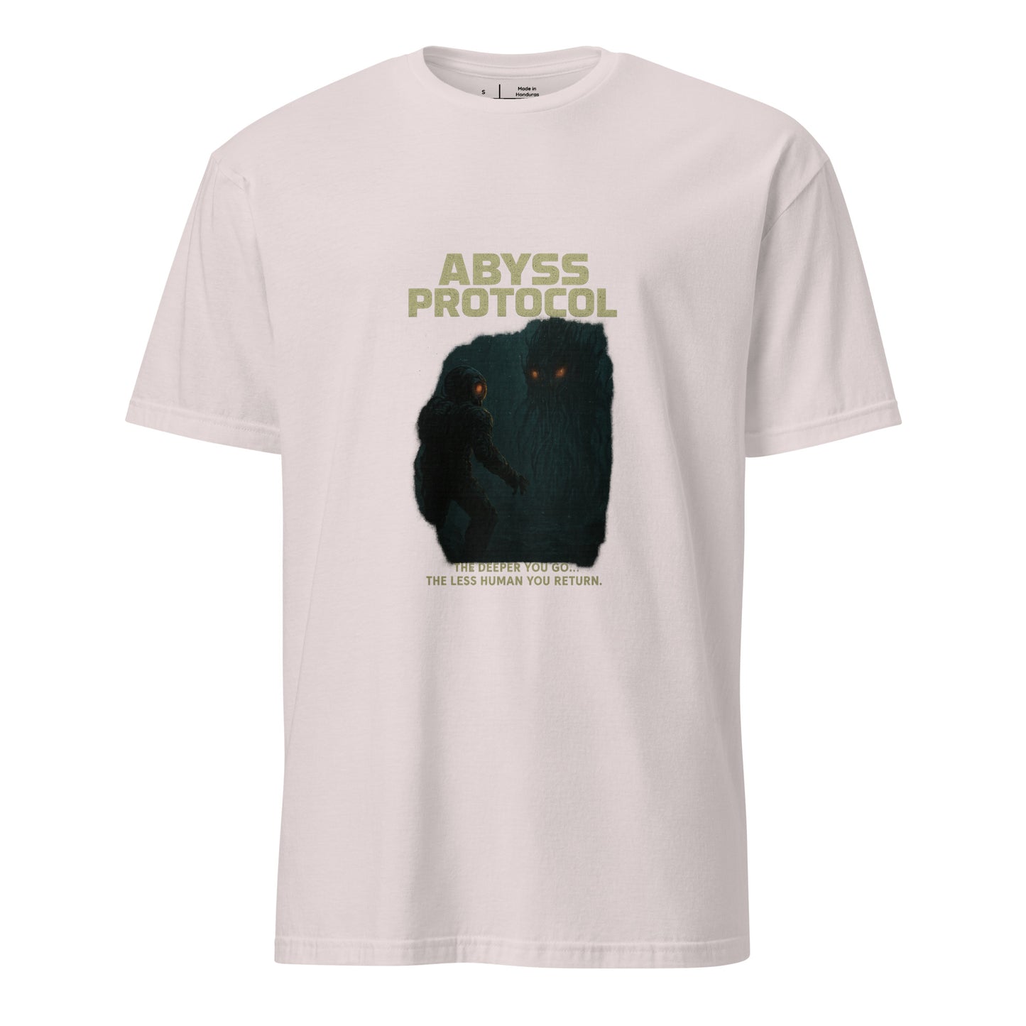 Abyss Protocol - Dark Confrontation - Short-Sleeve Unisex T-Shirt - Graphic Tee - Ice Grey - Front