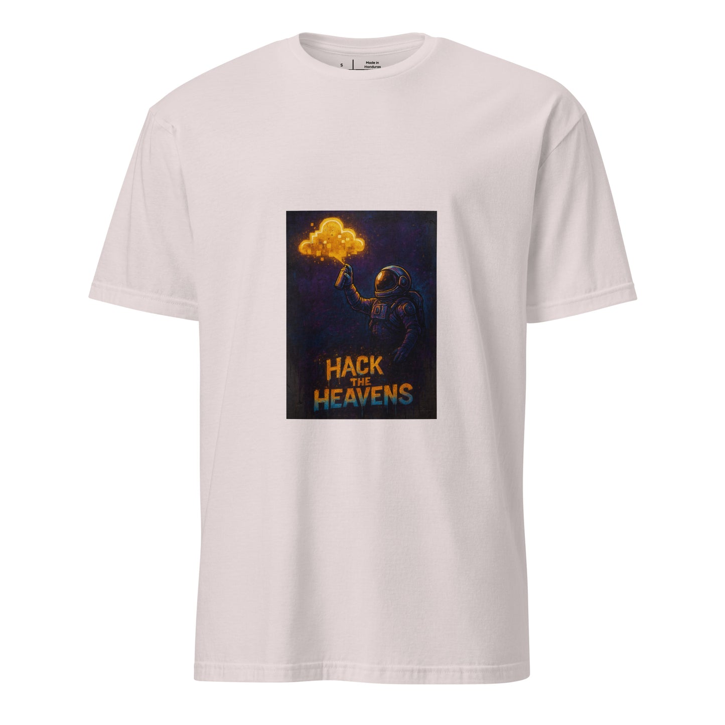 Hack the Heavens - Cosmic Tag - Short-Sleeve Unisex T-Shirt - Graphic Tee - Ice Grey - Front