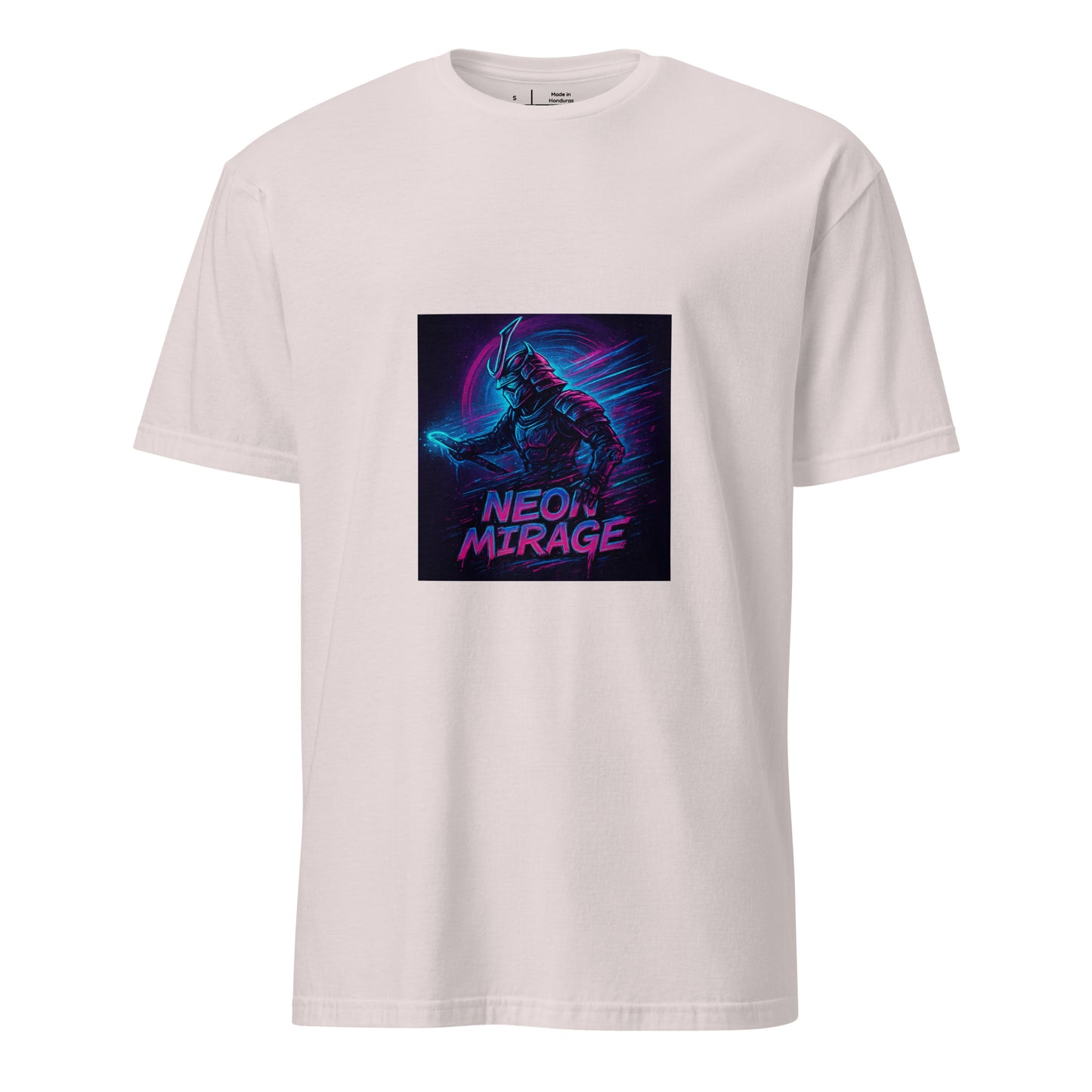 Neon Mirage Samurai - Future Sci-Fi - Short-Sleeve Unisex T-Shirt - Graphic Tee - Ice Grey - Front