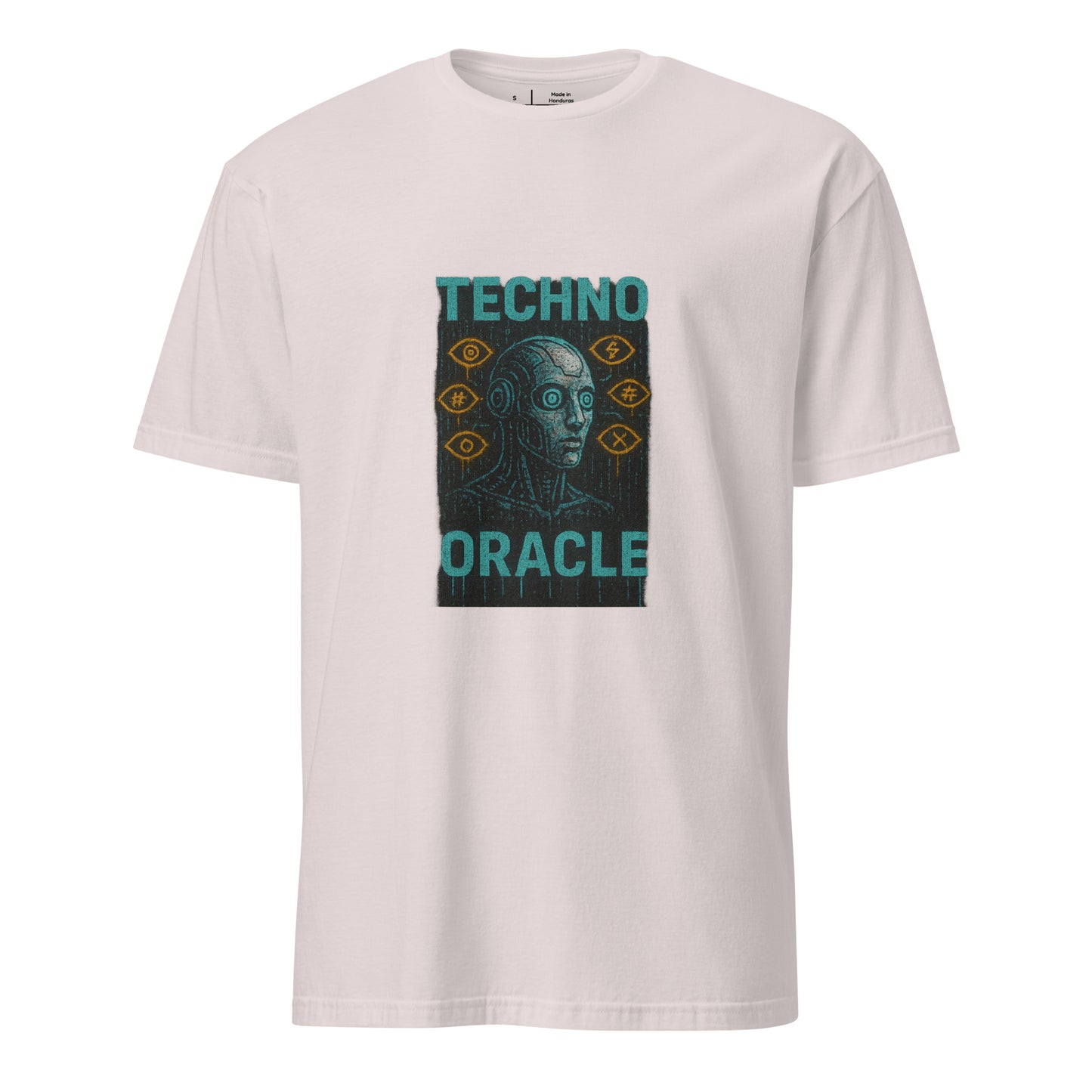 Techno Oracle - Urban Futurism - Short-Sleeve Unisex T-Shirt - Graphic Tee - Ice Grey - Front