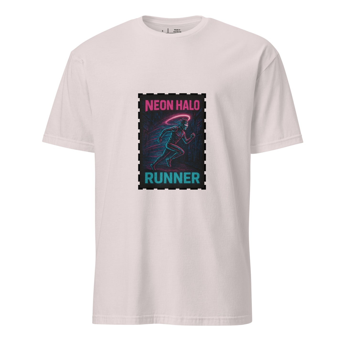 Neon Halo Runner - Cyber Adrenaline - Short-Sleeve Unisex T-Shirt - Graphic Tee - Ice Grey - Front