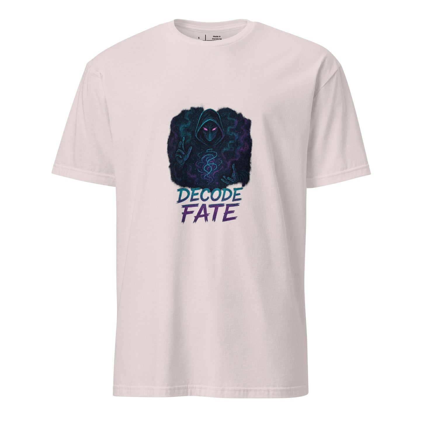 The Etherpunk Oracle - Digital Seer - Short-Sleeve Unisex T-Shirt - Graphic Tee - Ice Grey - Front