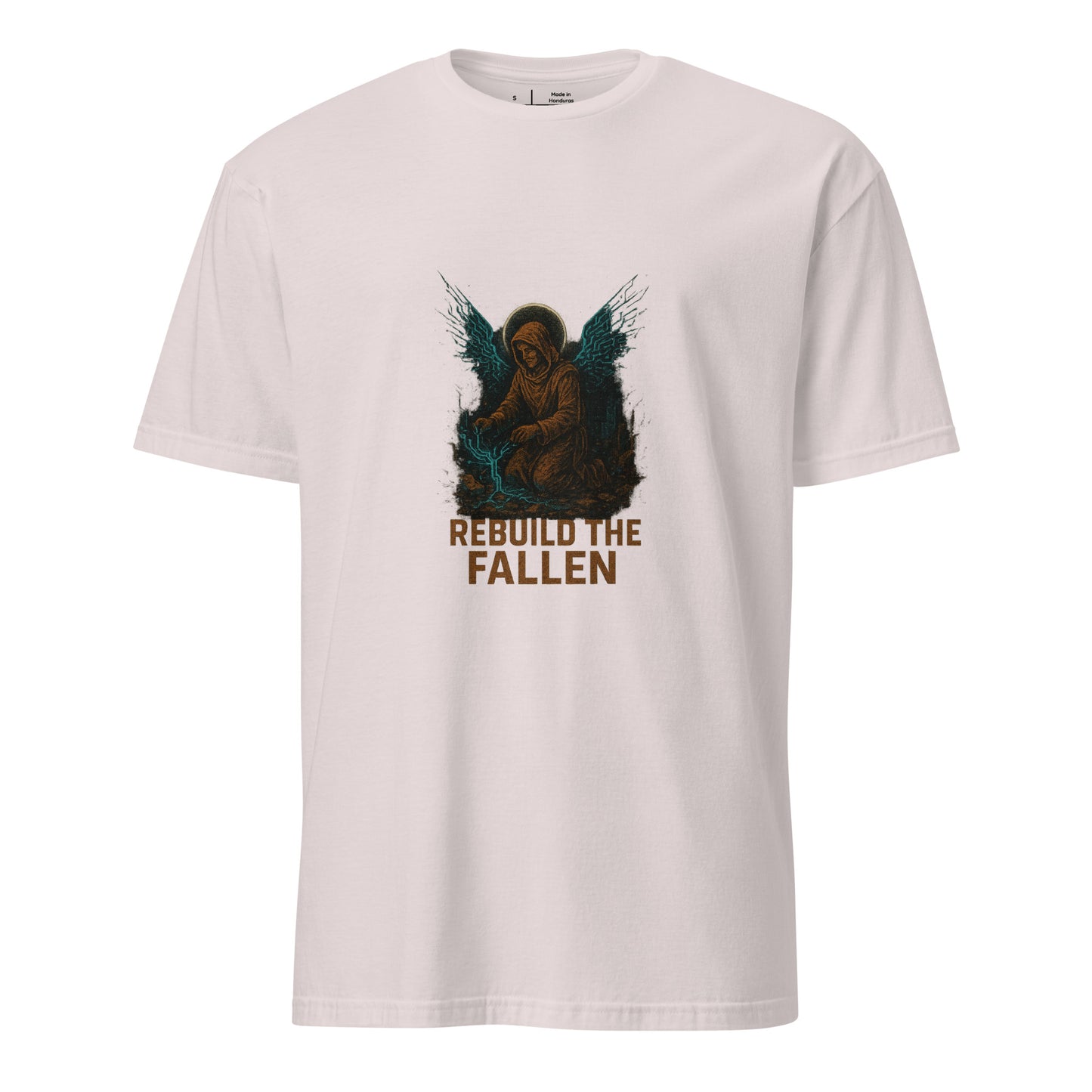 Digital Saint of Ruins - Cyber Faith - Short-Sleeve Unisex T-Shirt - Graphic Tee - Ice Grey - Front