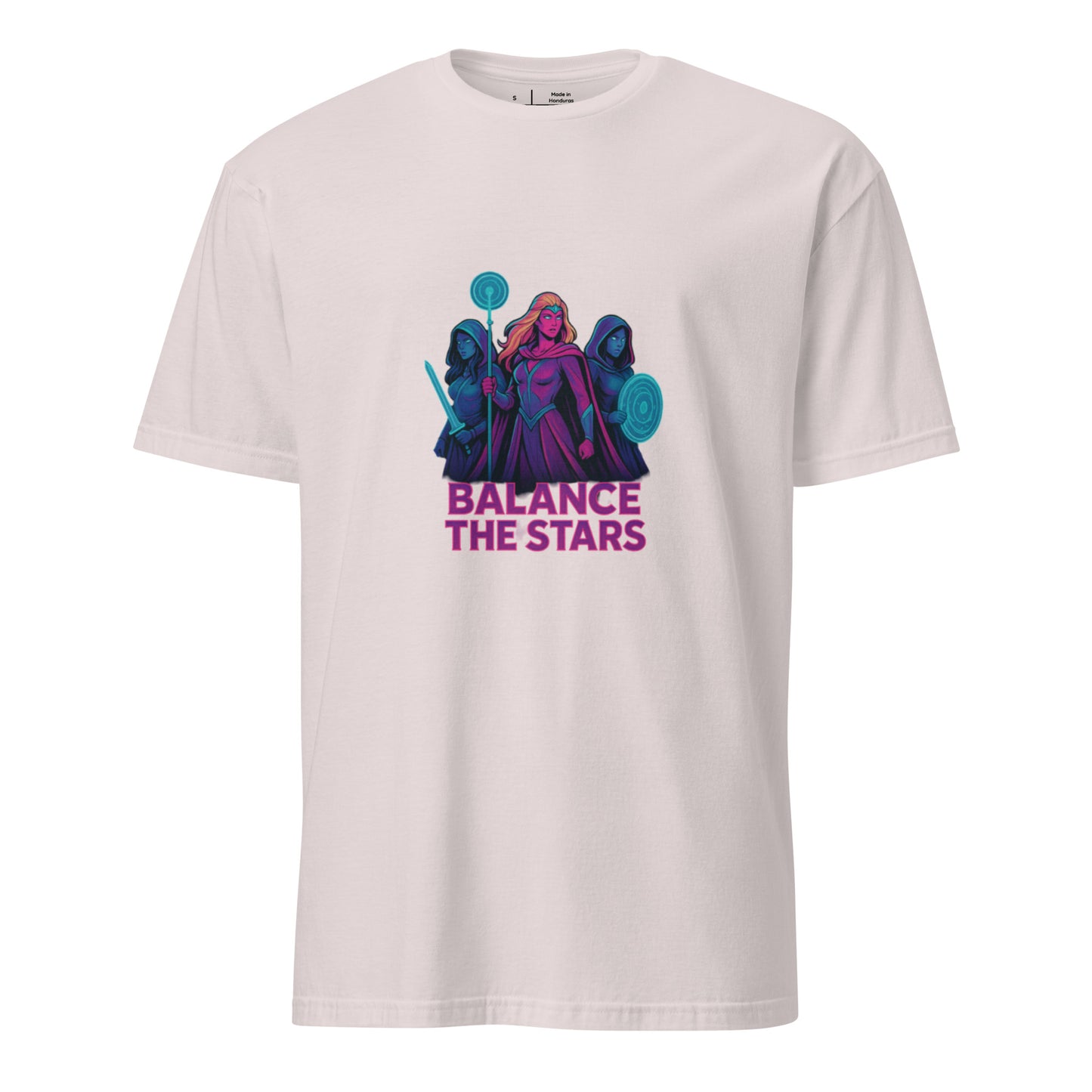Galaxy Spirit Sisterhood - Neon Pop Warriors - Short-Sleeve Unisex T-Shirt - Graphic Tee - Ice Grey - Front